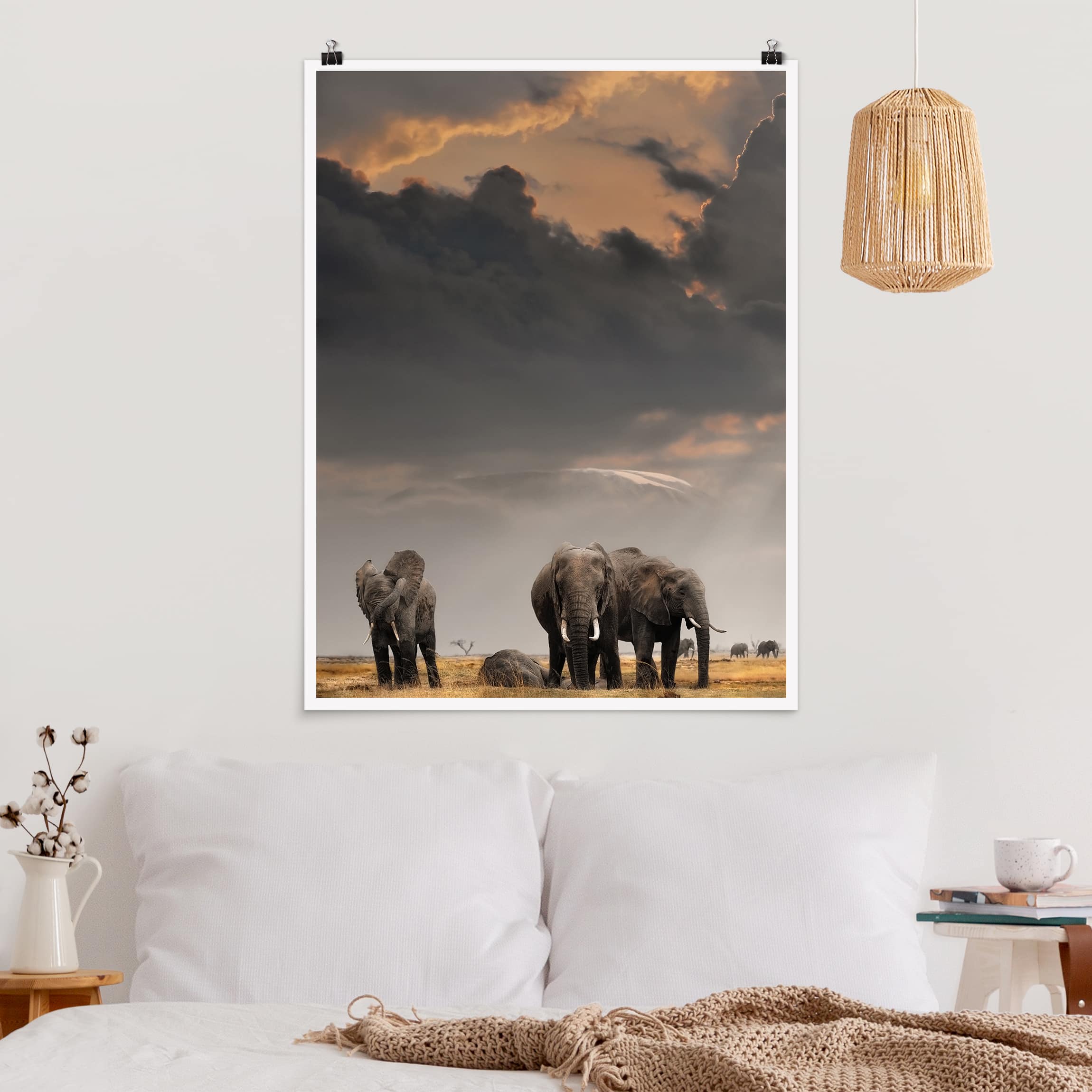 Poster Tiere Elefanten der Savanne