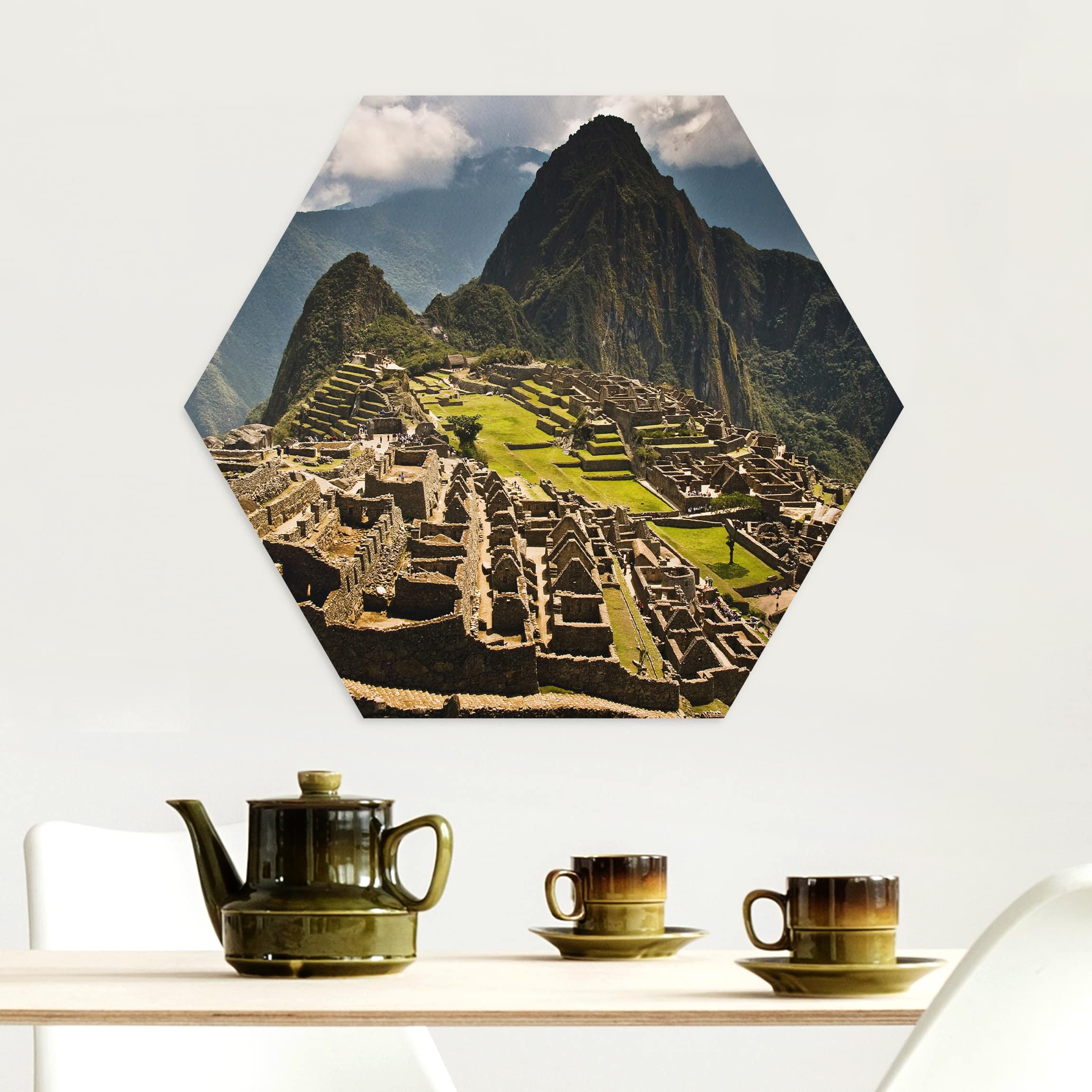 Hexagon-Alu-Dibond Bild Machu Picchu