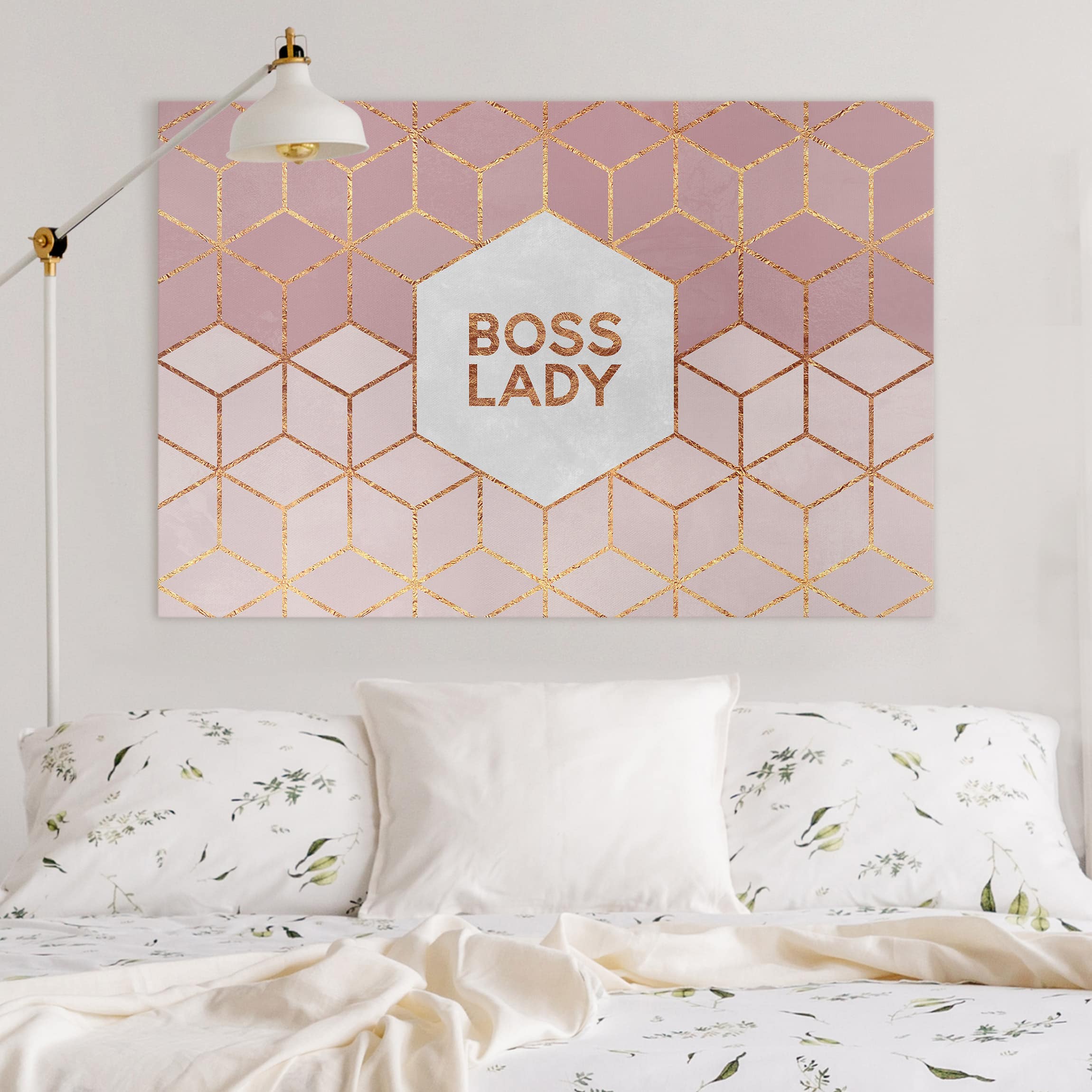 Leinwandbild - Querformat Boss Lady Sechsecke Rosa