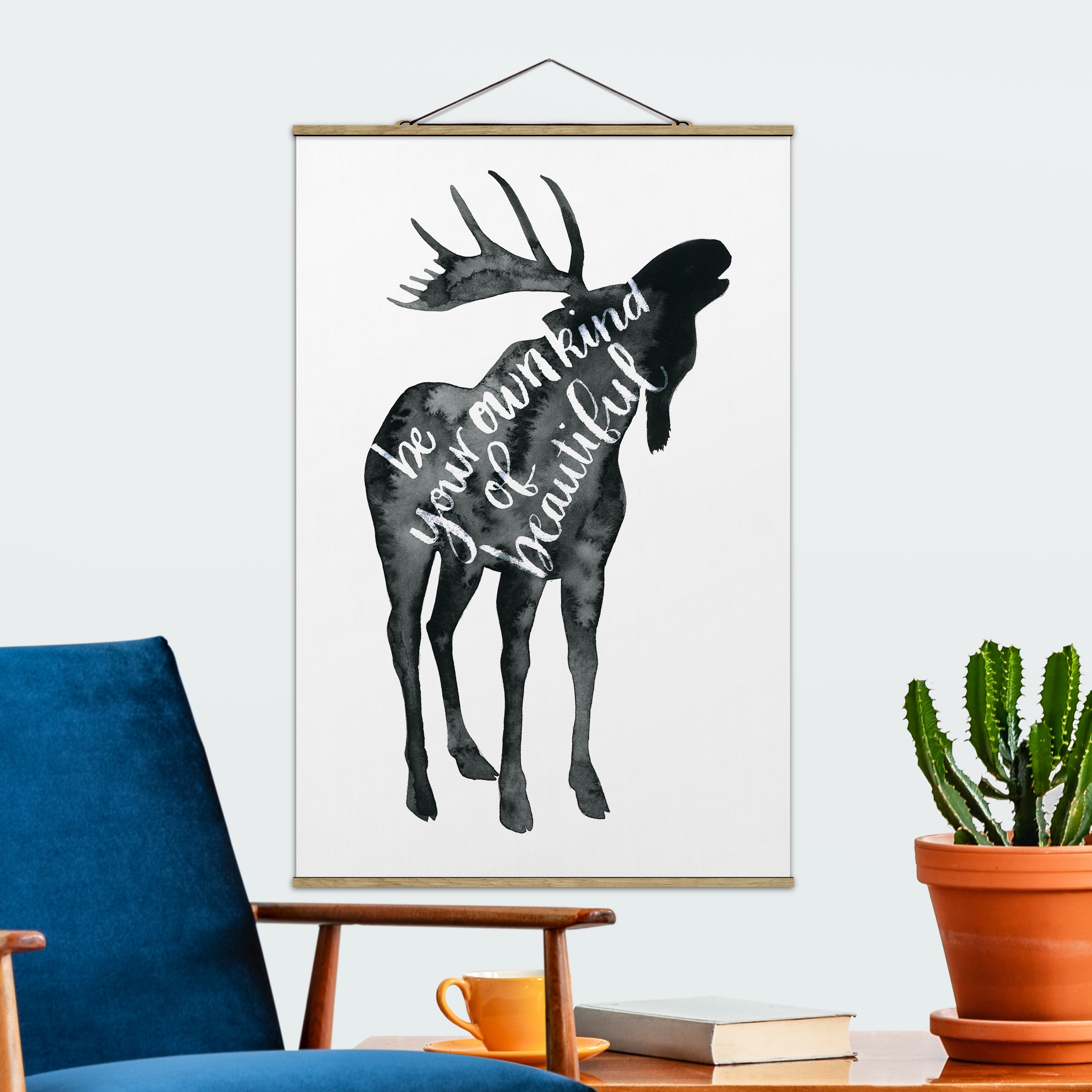 Stoffbild - Hochformat Tiere mit Weisheit - Elch