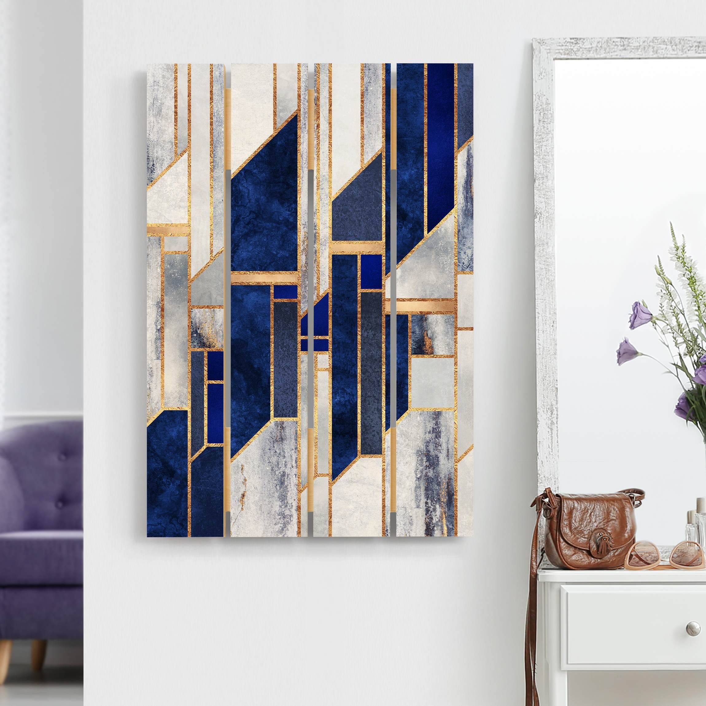 Holzbild Plankenoptik Geometrische Formen mit Gold