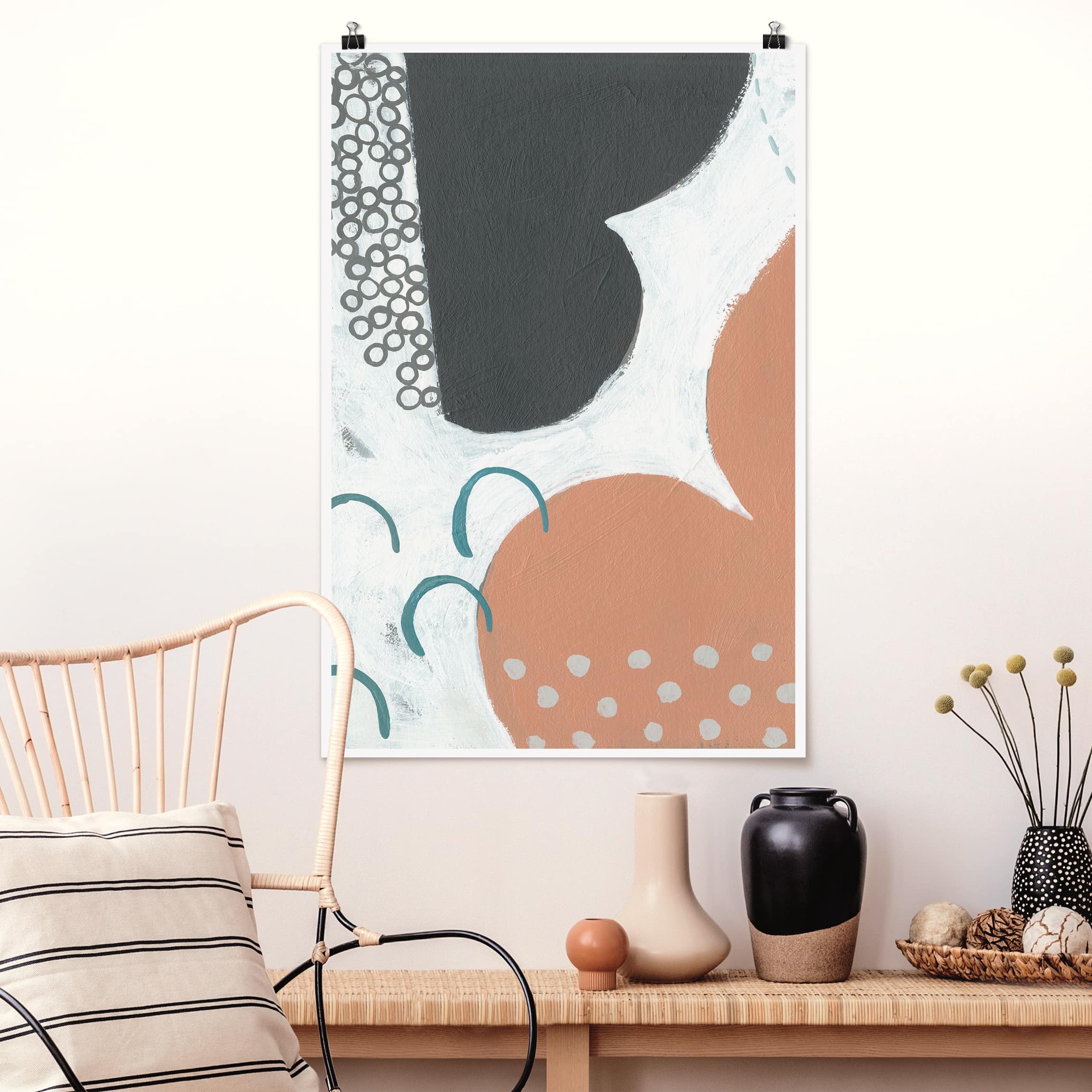 Poster - Hochformat Karneval der Formen in Lachs III