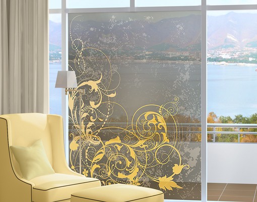 Fensterfolie Schnörkel in Gold und Silber