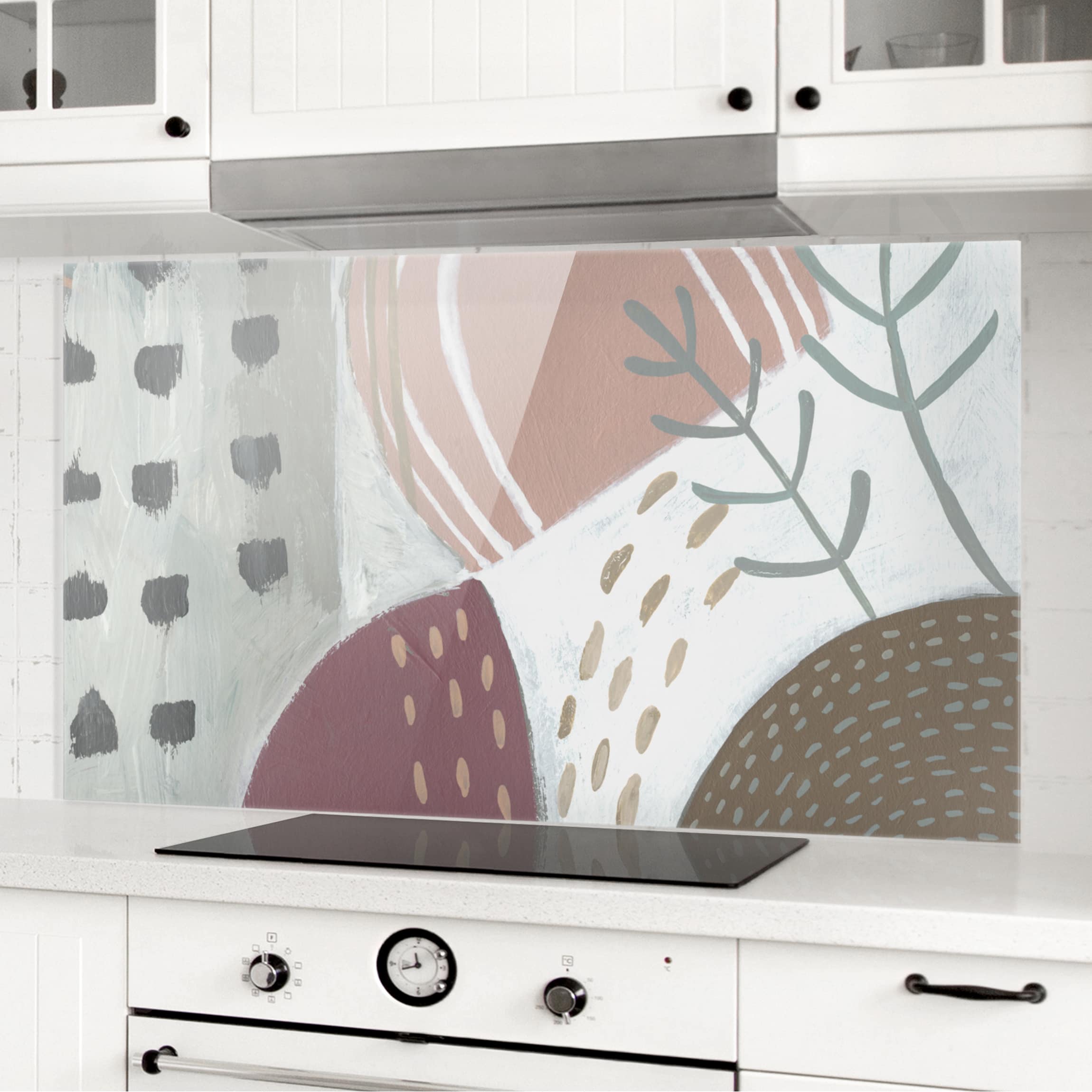 Glas Spritzschutz - Querformat 2:1 Karneval der Formen in Beere I