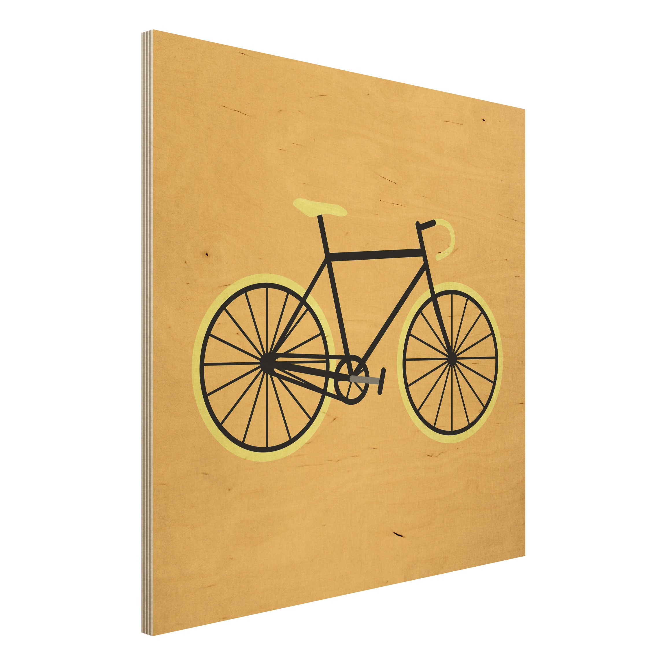 Holzbild Fahrrad in Gelb