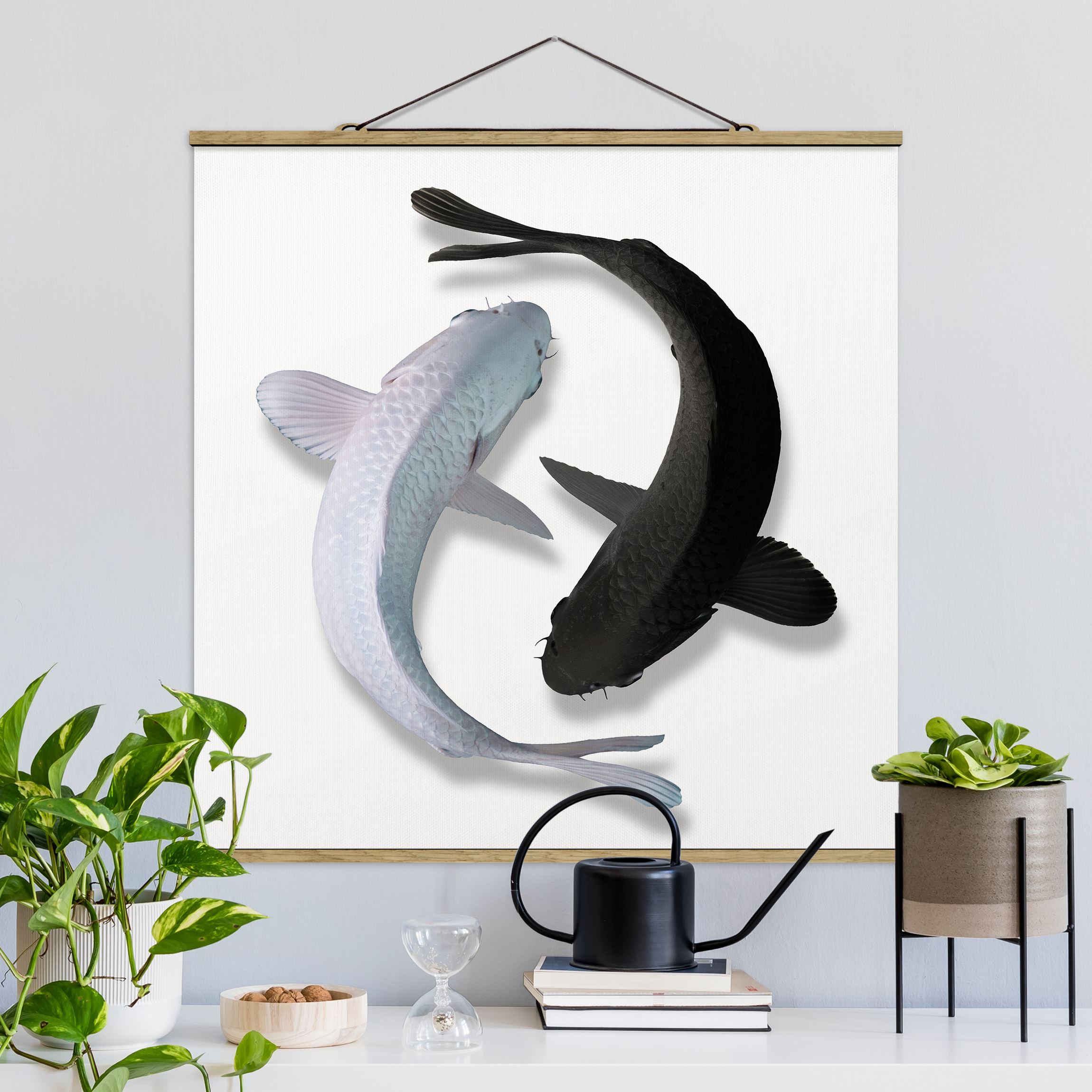 Stoffbild - Quadrat Fische Ying & Yang