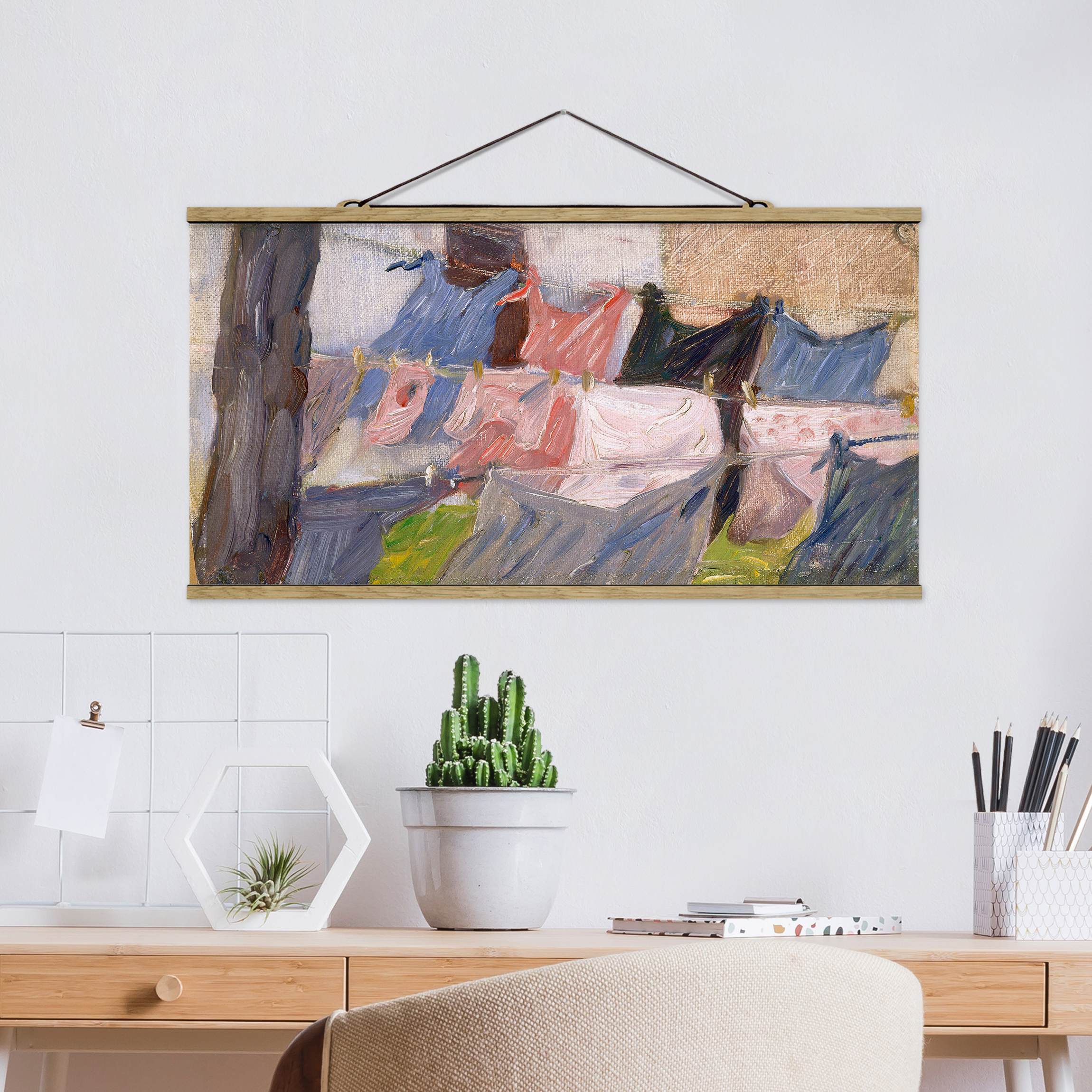 Stoffbild mit Posterleisten Franz Marc - Flatternde Wäsche