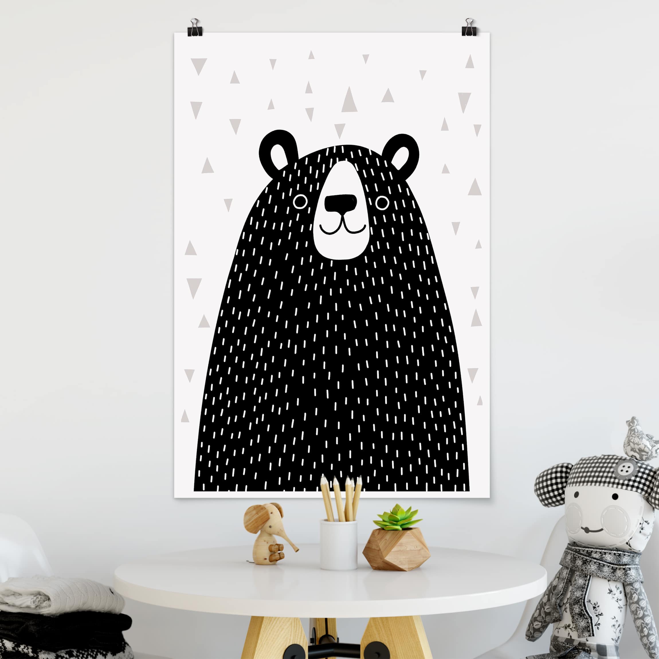 Poster - Hochformat Tierpark mit Mustern - Bär