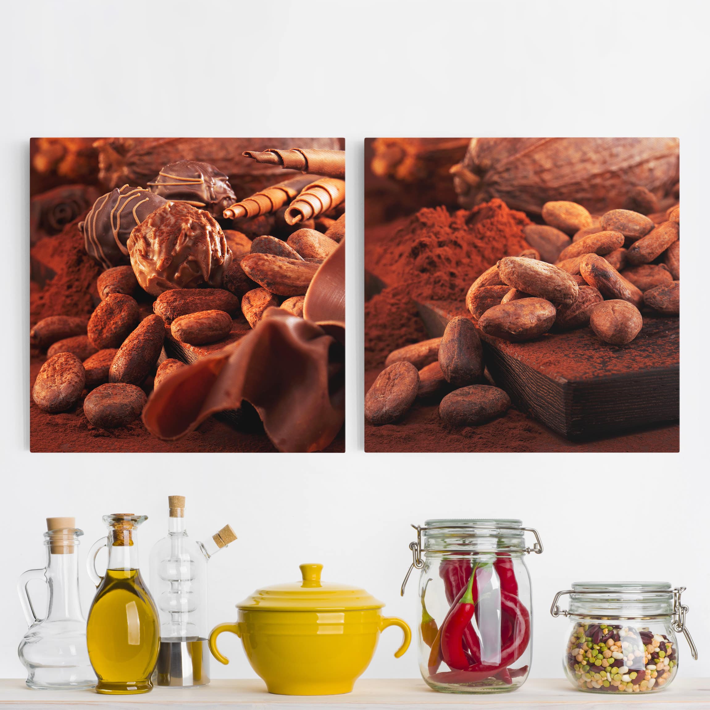 2-teiliges Leinwandbild Küche Schokoladenberge