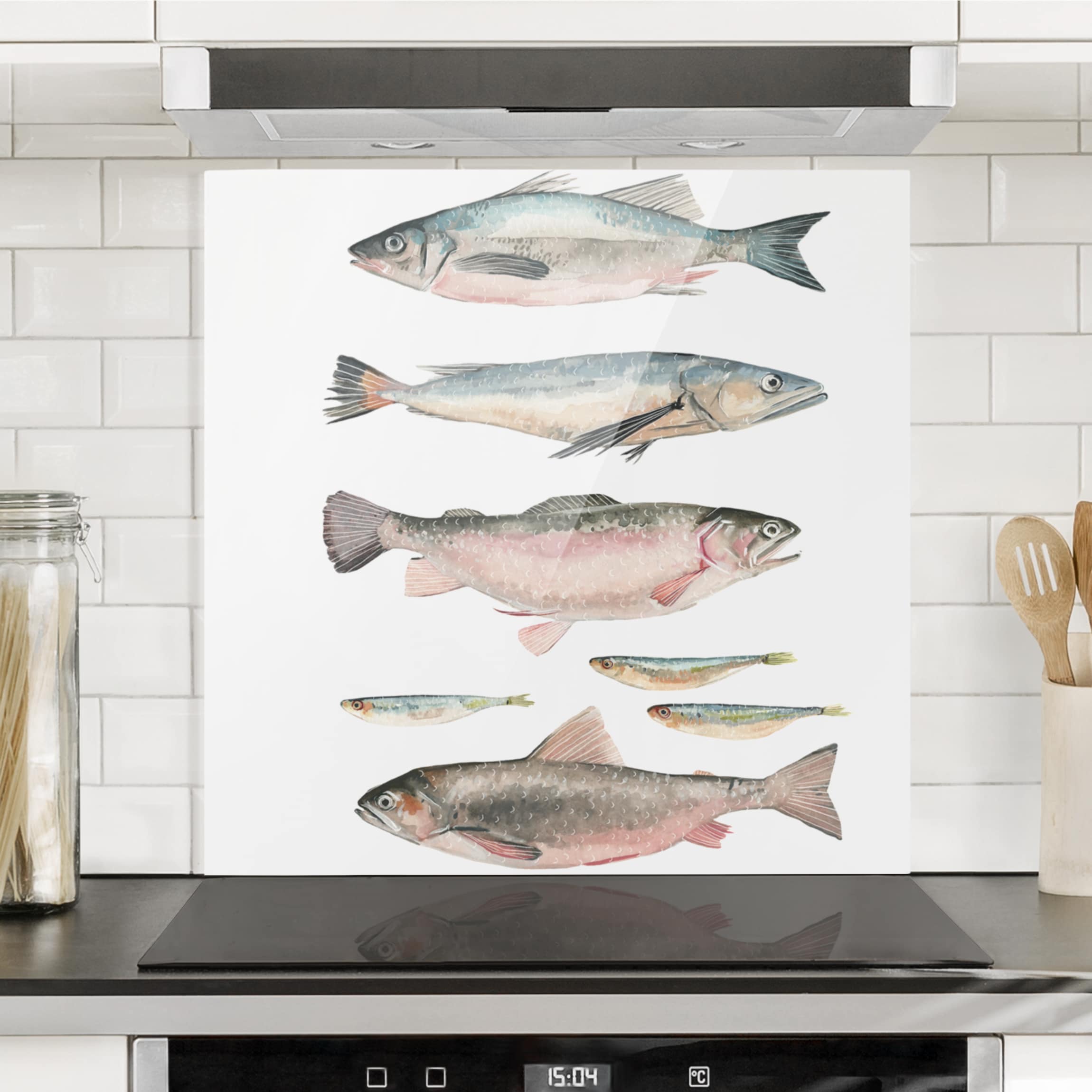 Spritzschutz Sieben Fische in Aquarell I
