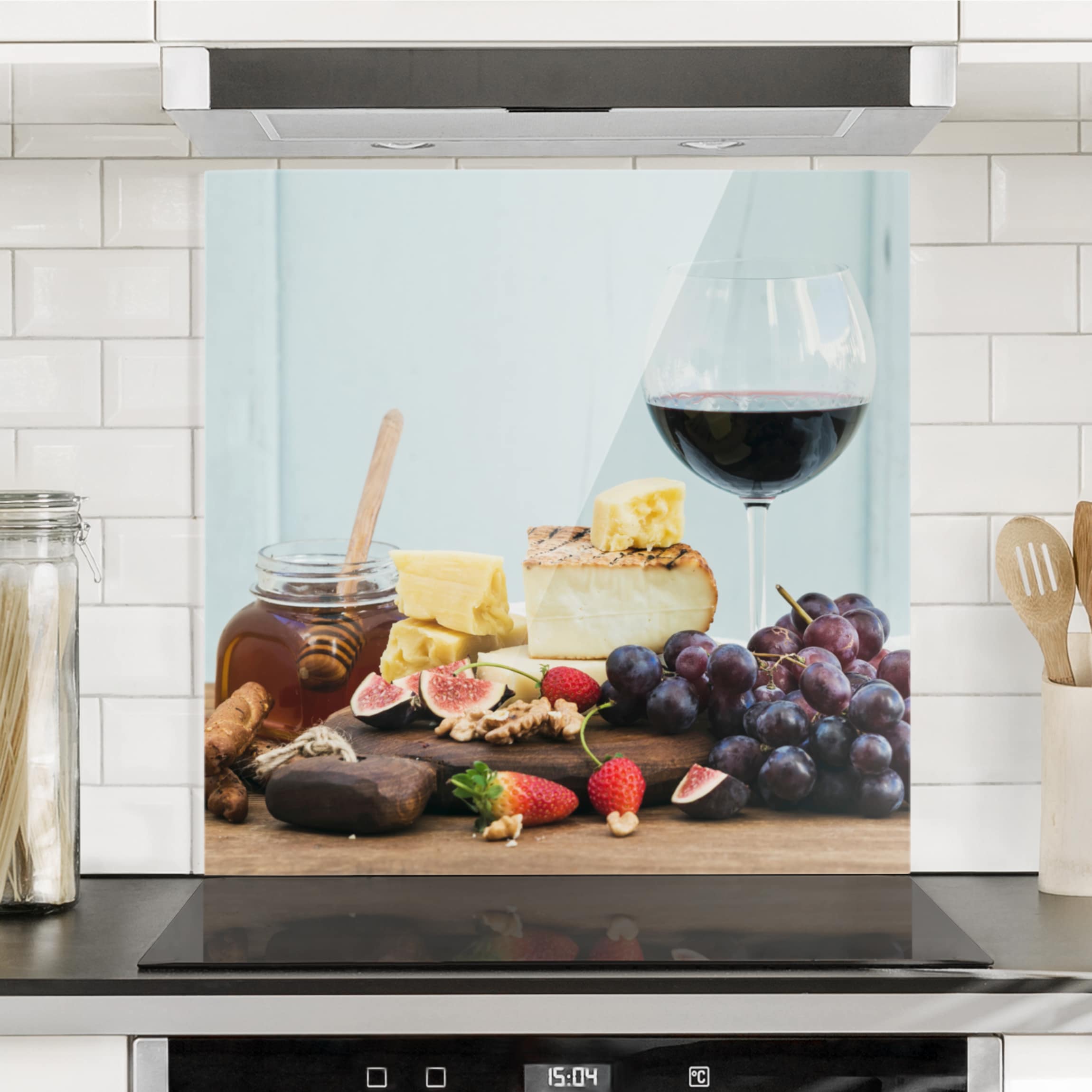 Spritzschutz Käse und Wein