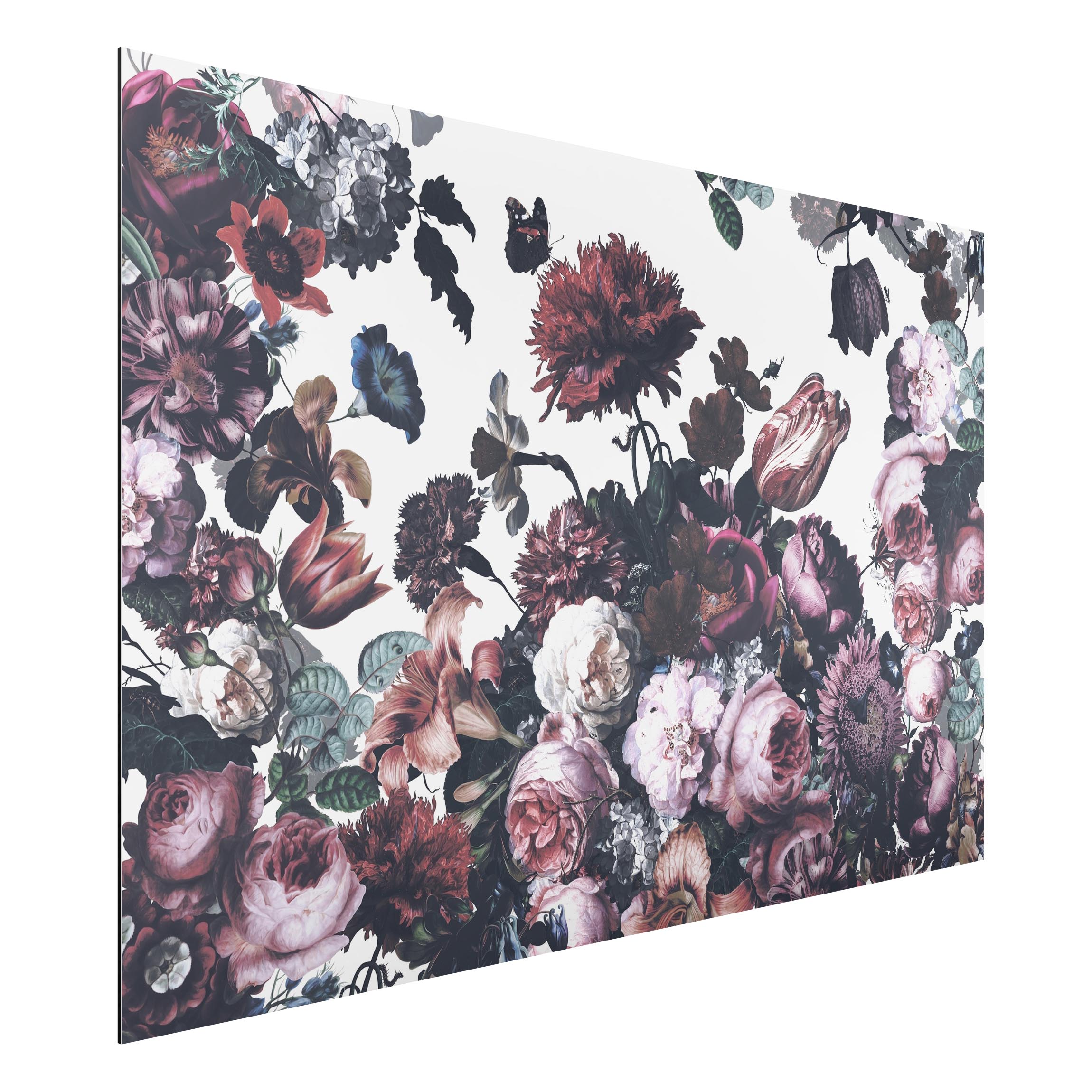 Alu-Dibond Outdoor Bild Altmeisterlicher Blumenrausch mit Rosen Bouquet