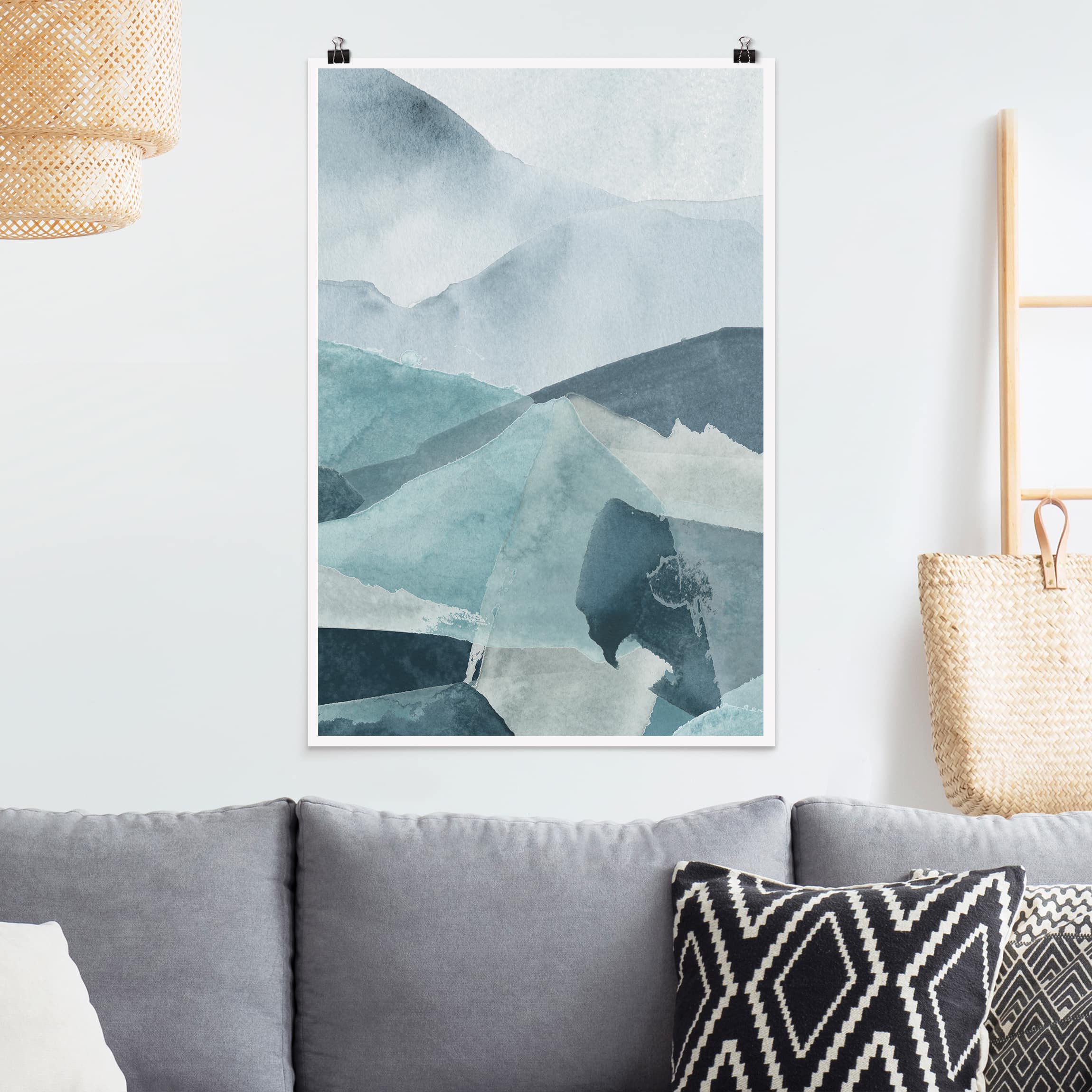 Poster - Hochformat Wogen in Blau III