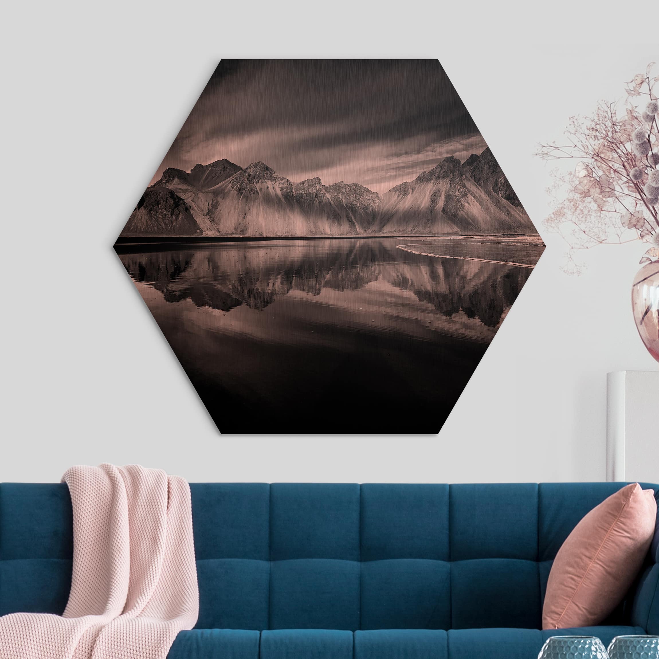 Hexagon-Alu-Dibond Bild Vesturhorn in Island