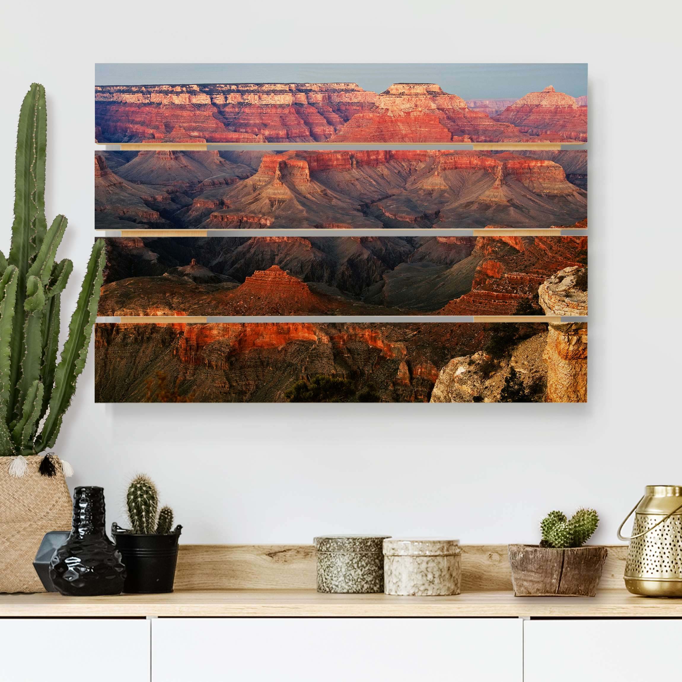 Holzbild Plankenoptik - Querformat Grand Canyon nach dem Sonnenuntergang