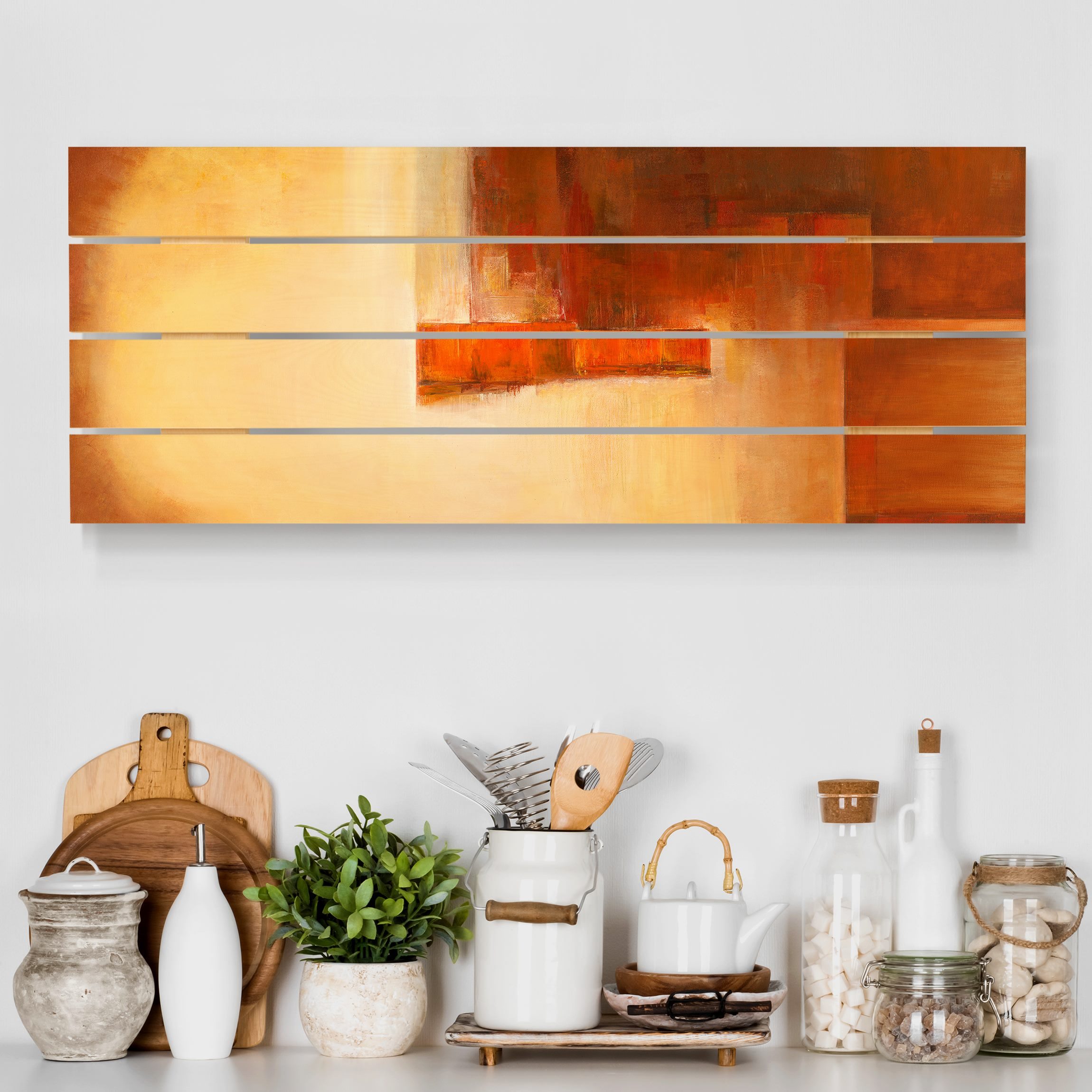 Holzbild Plankenoptik Balance Orange Braun