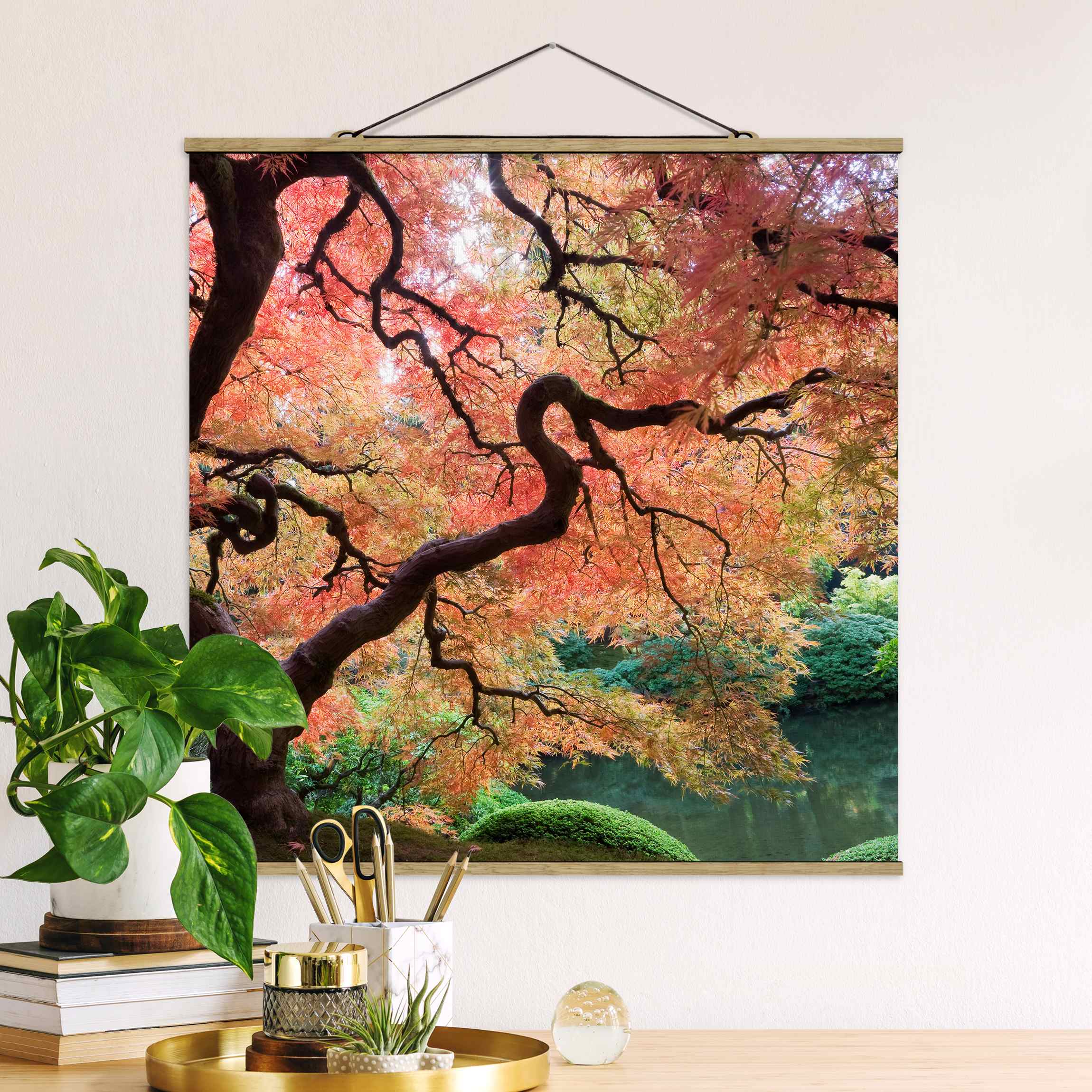 Stoffbild - Quadrat Japanischer Garten