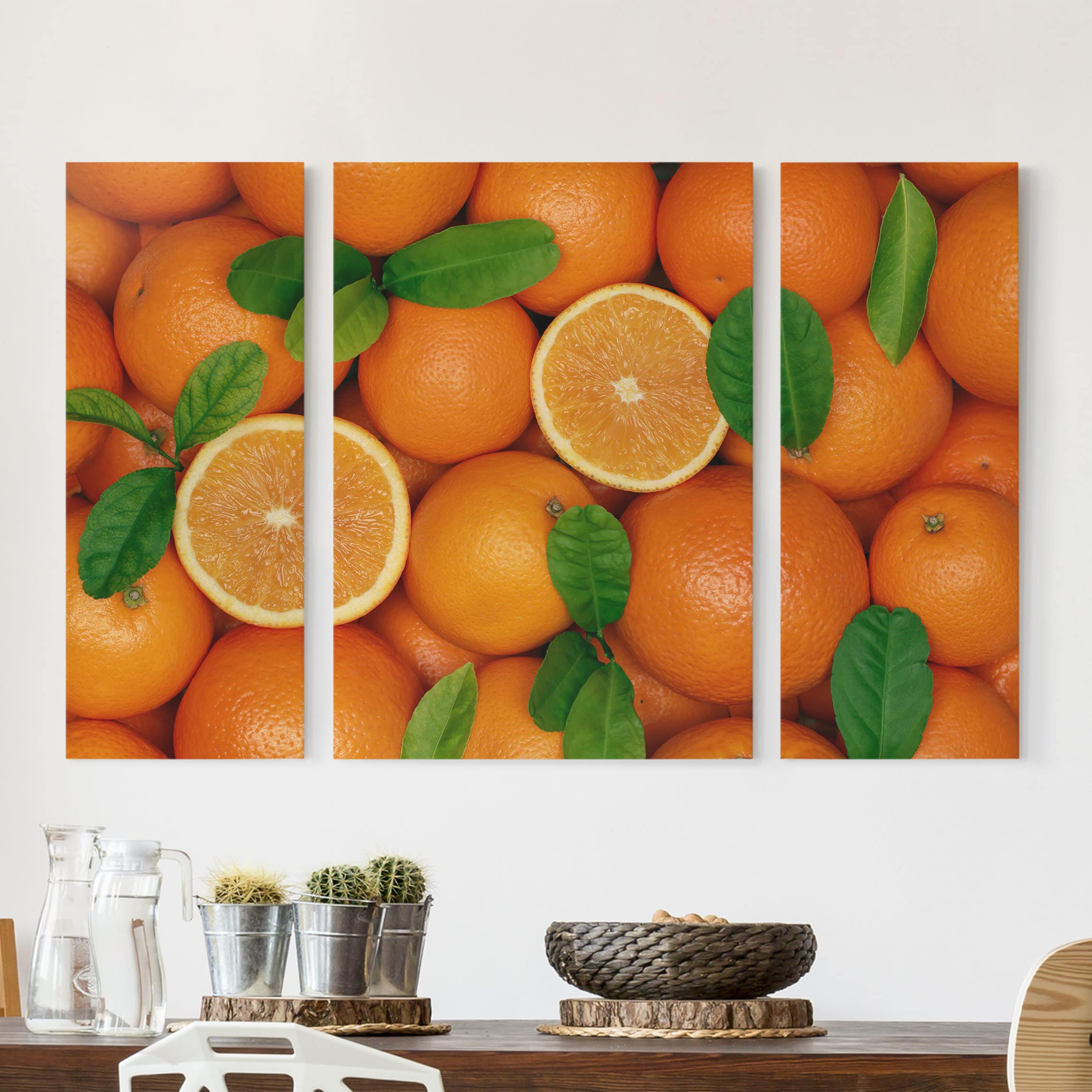 3-teiliges Leinwandbild Küche Saftige Orangen