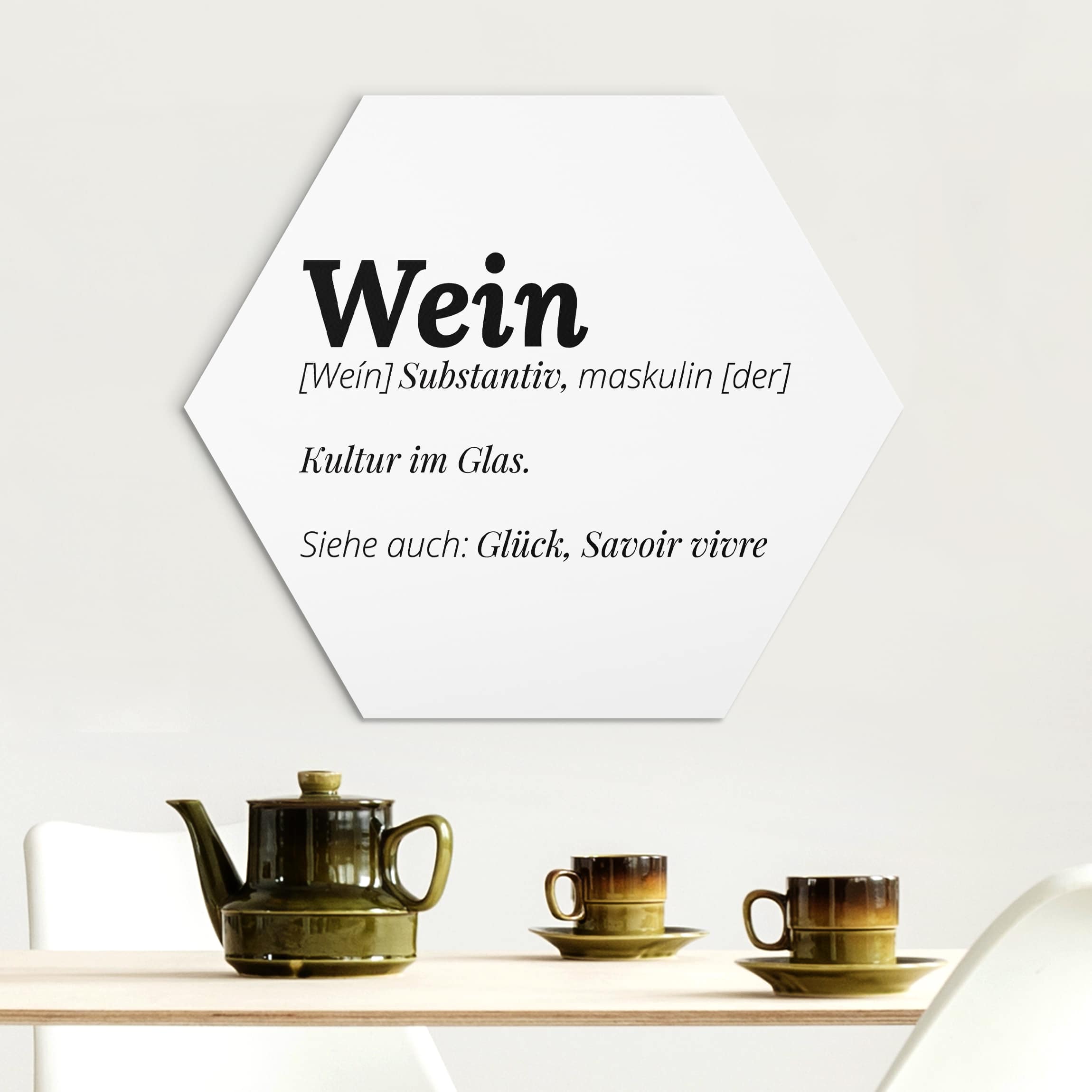 Hexagon-Alu-Dibond Bild Die Definition von Wein