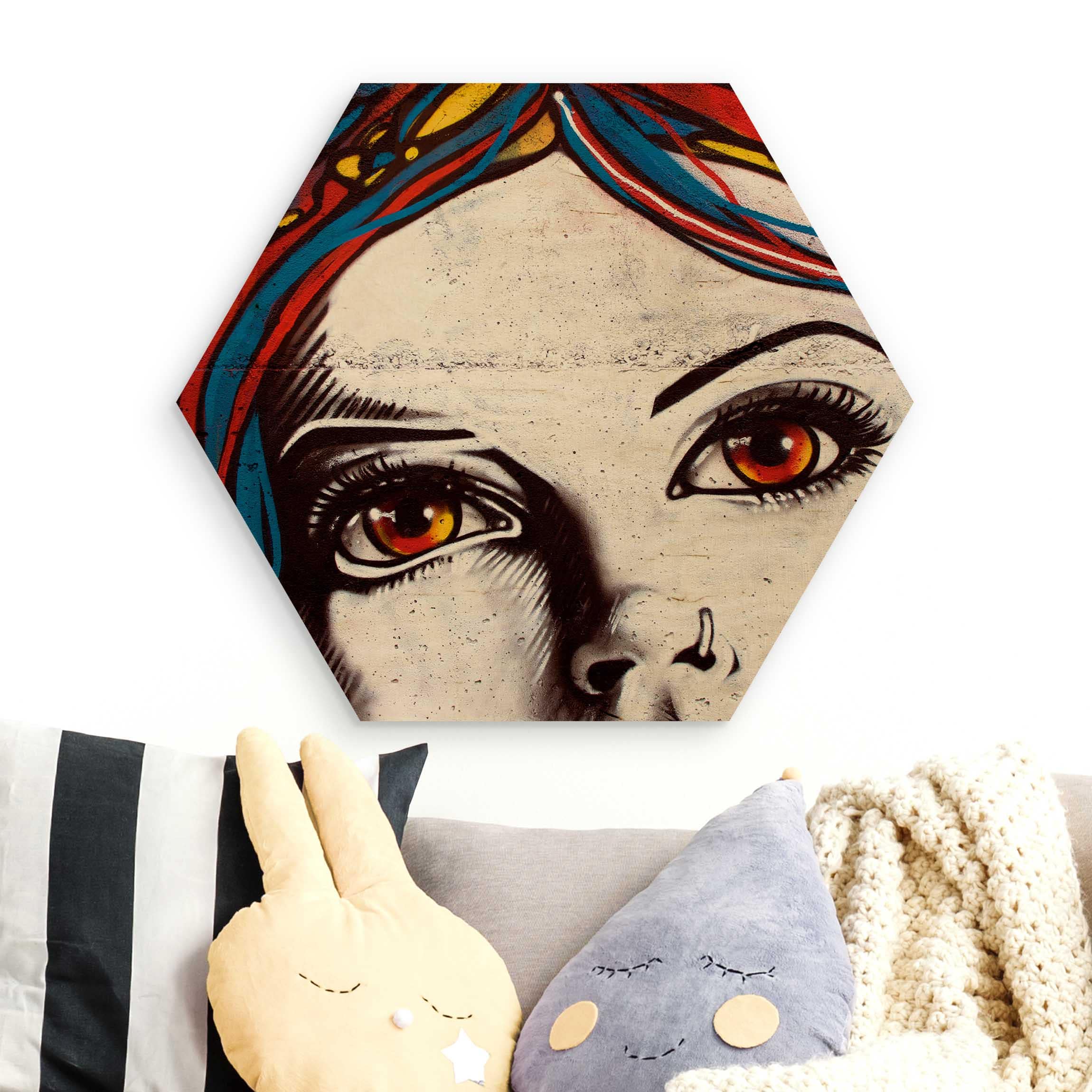 Hexagon-Holzbild Punk Graffiti