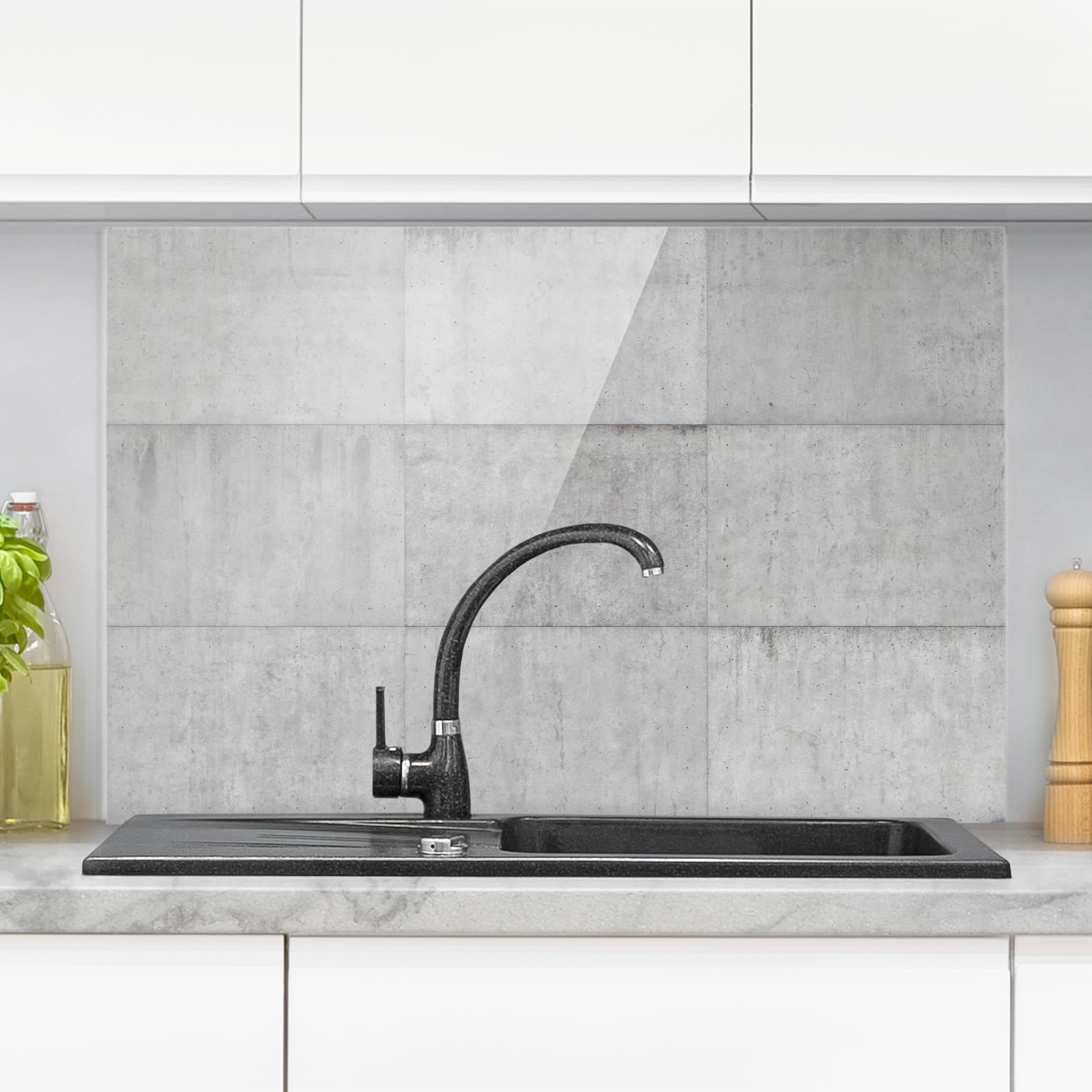 Glas Spritzschutz Beton Ziegeloptik grau