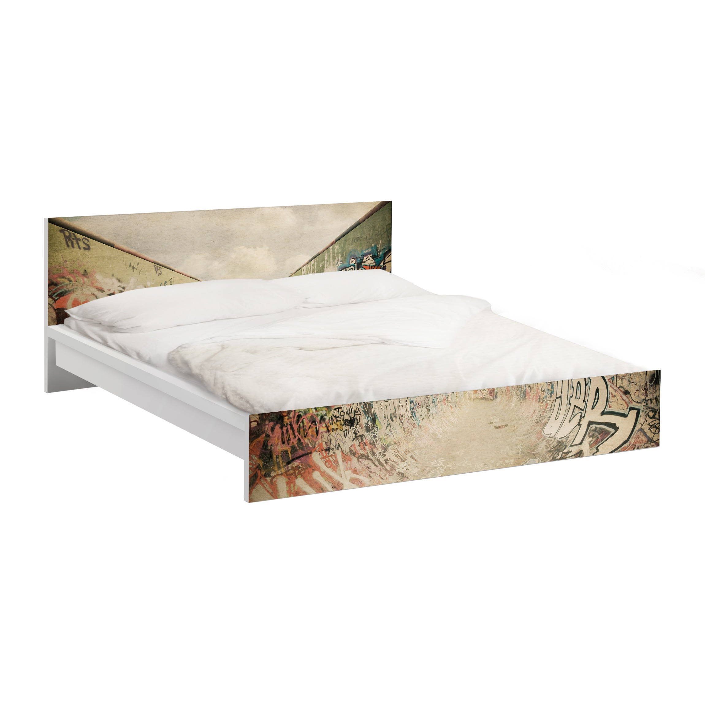 Möbelfolie für IKEA Malm Bett 140 cm Breite Graffiti-Skatepark