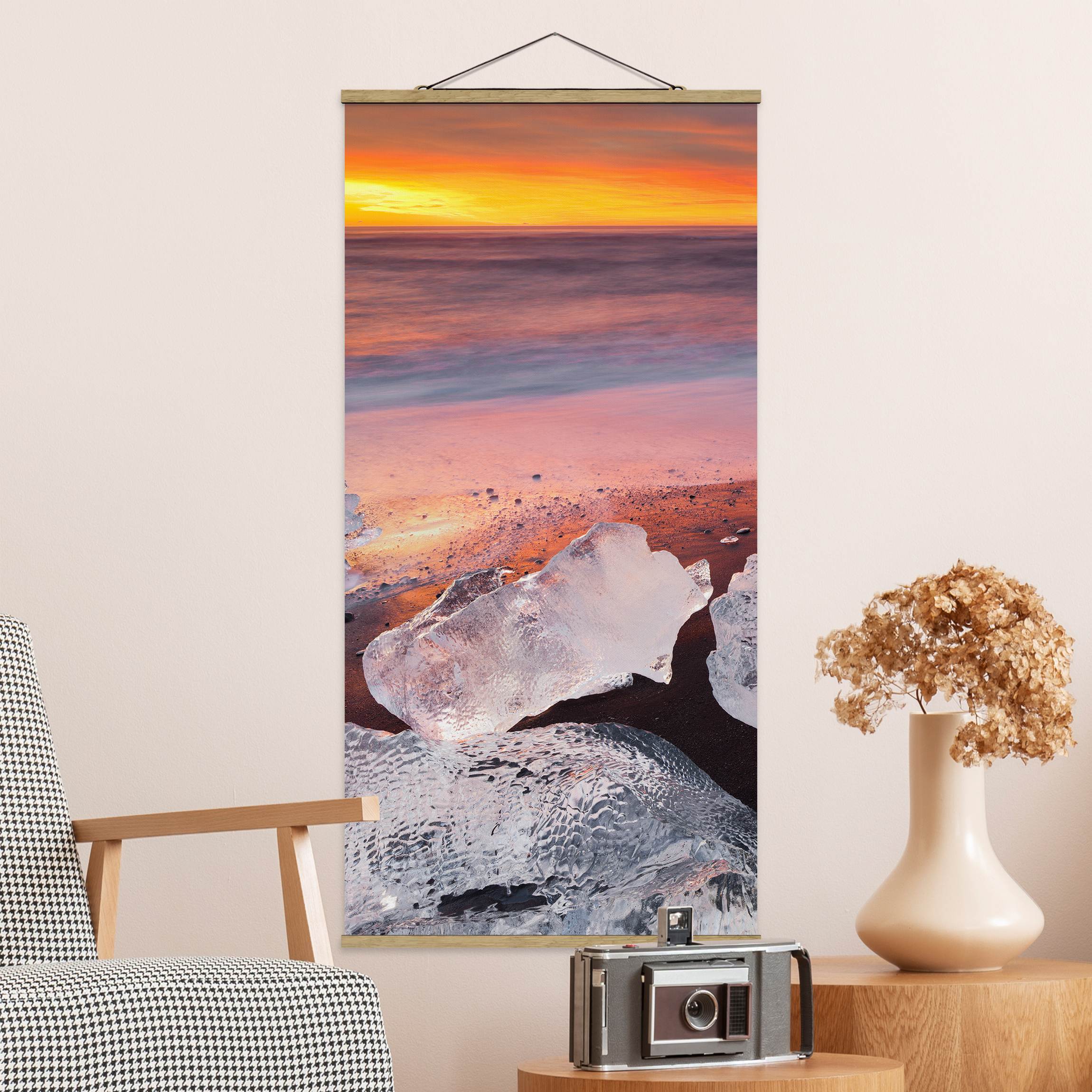 Stoffbild - Hochformat Eisbrocken Jökulsárlon Island