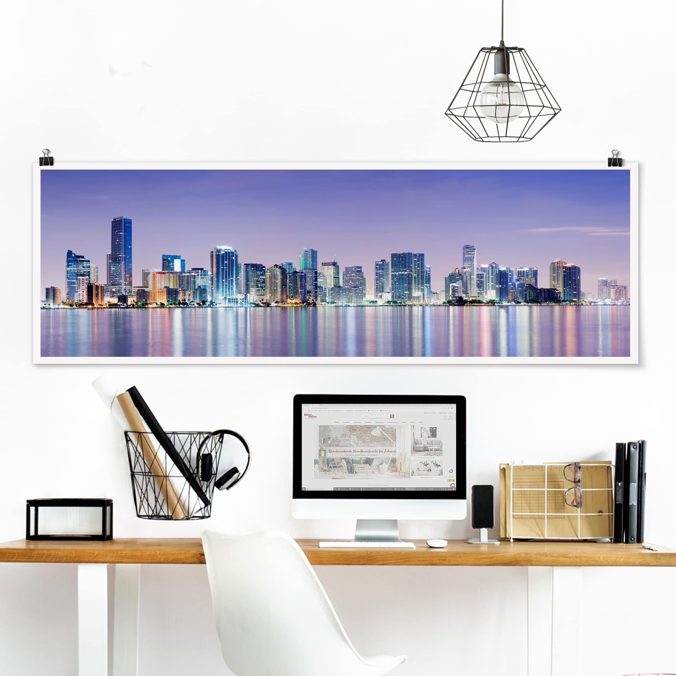 Panorama Poster Purple Miami Beach