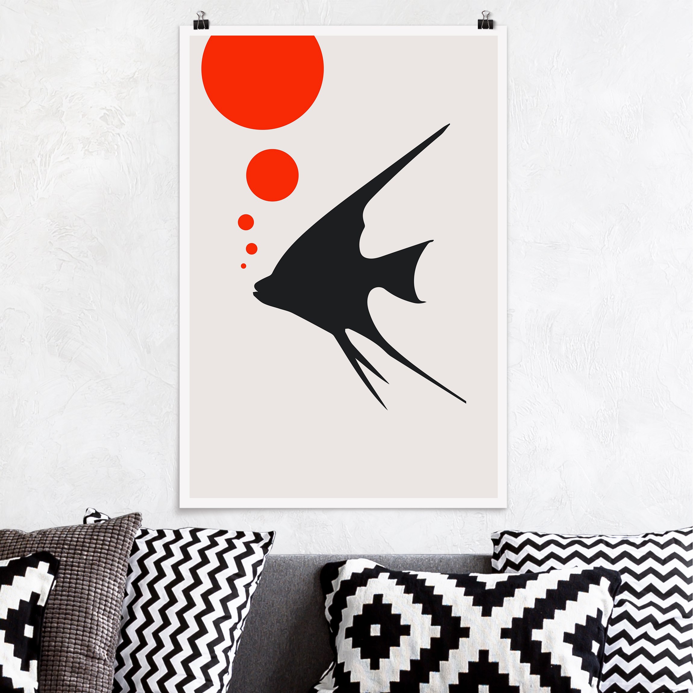 Poster Fisch mit Roten Blasen