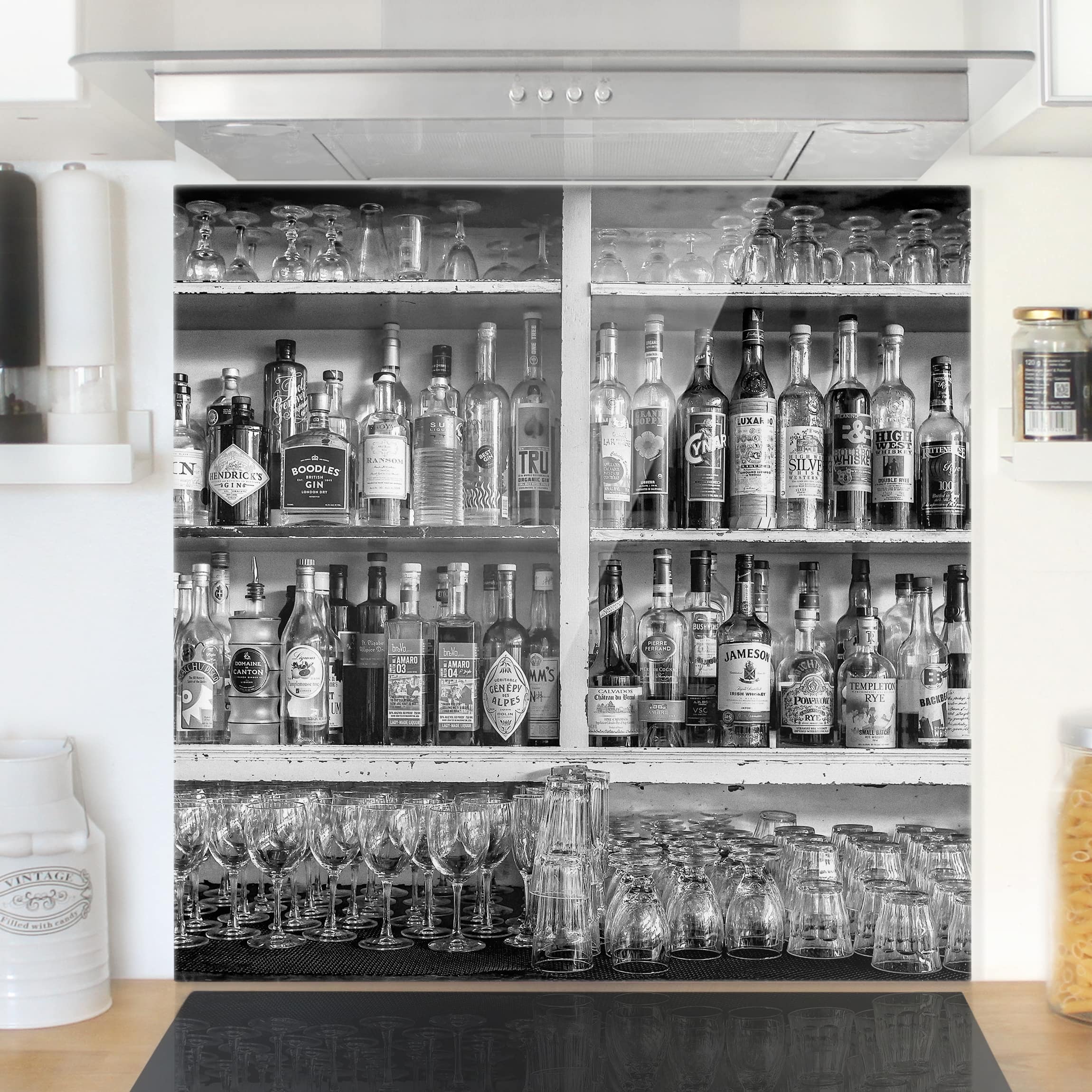 Spritzschutz Bar Schwarz Weiß