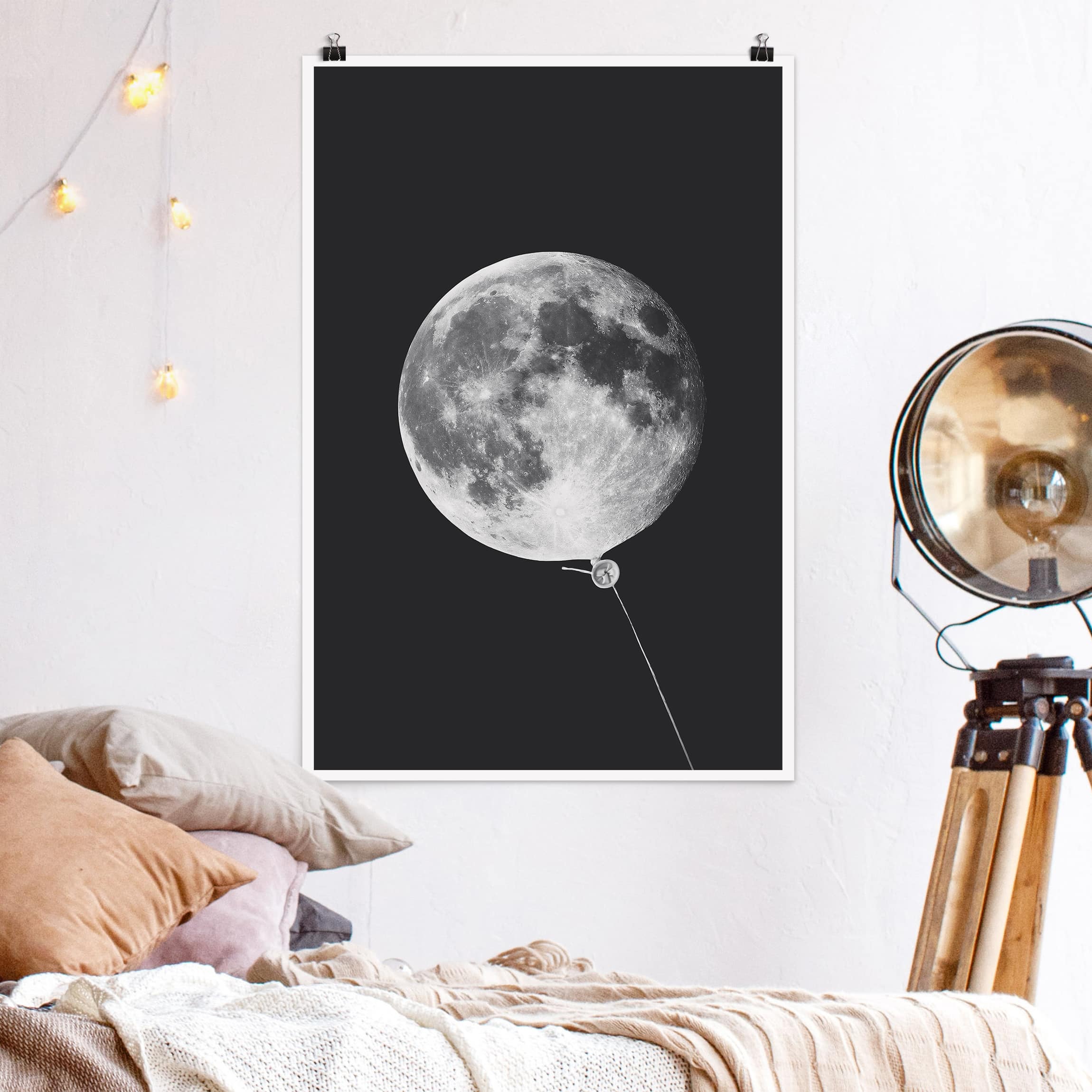 Poster - Hochformat Luftballon mit Mond