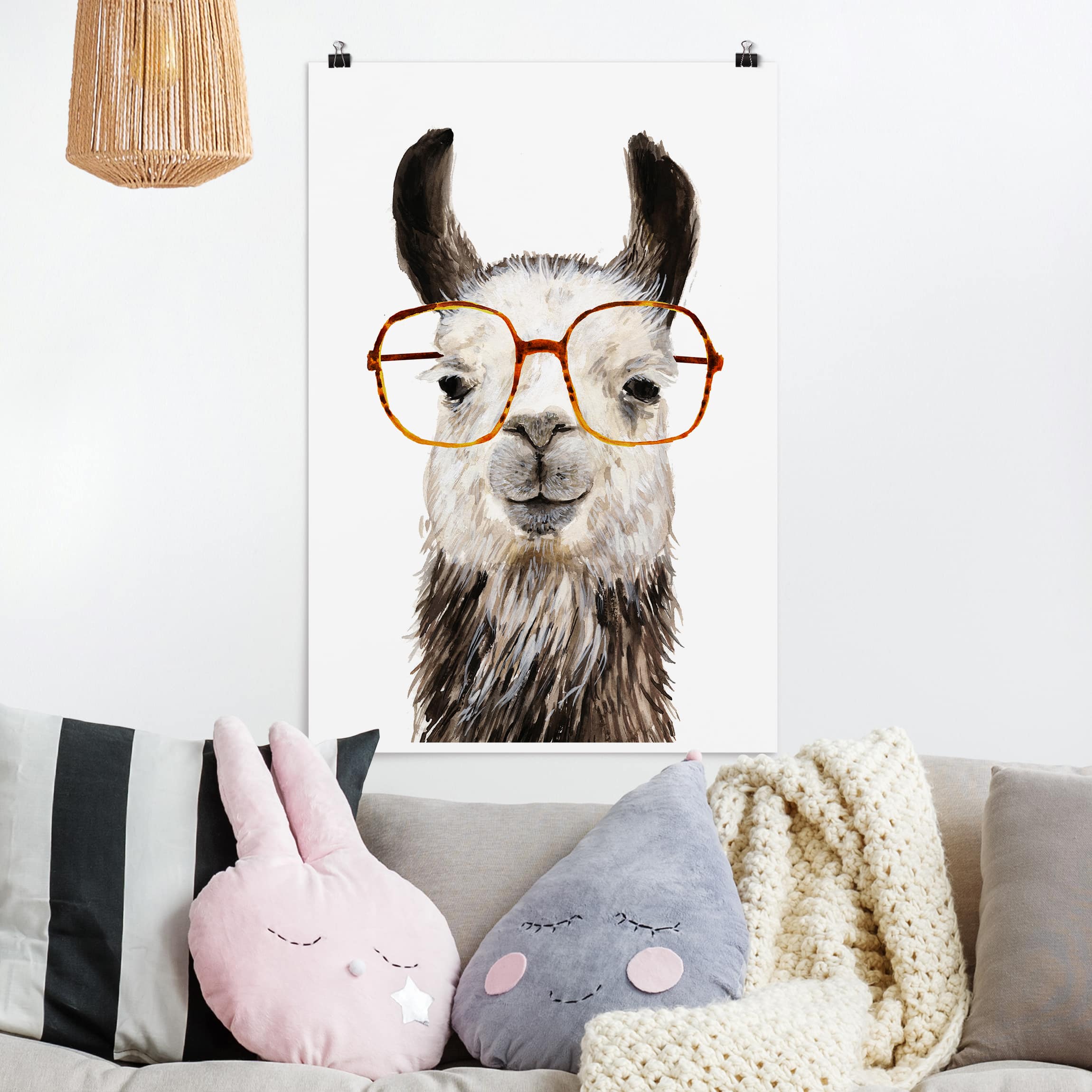 Poster - Hochformat Hippes Lama mit Brille IV