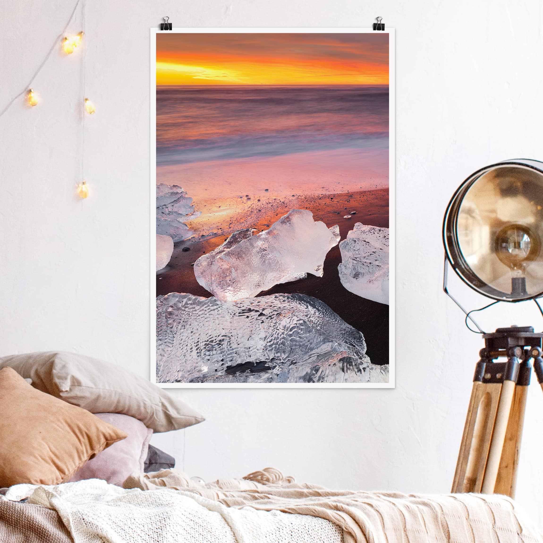 Poster - Hochformat Eisbrocken bei der Gletscherlagune Jökulsárlon Island