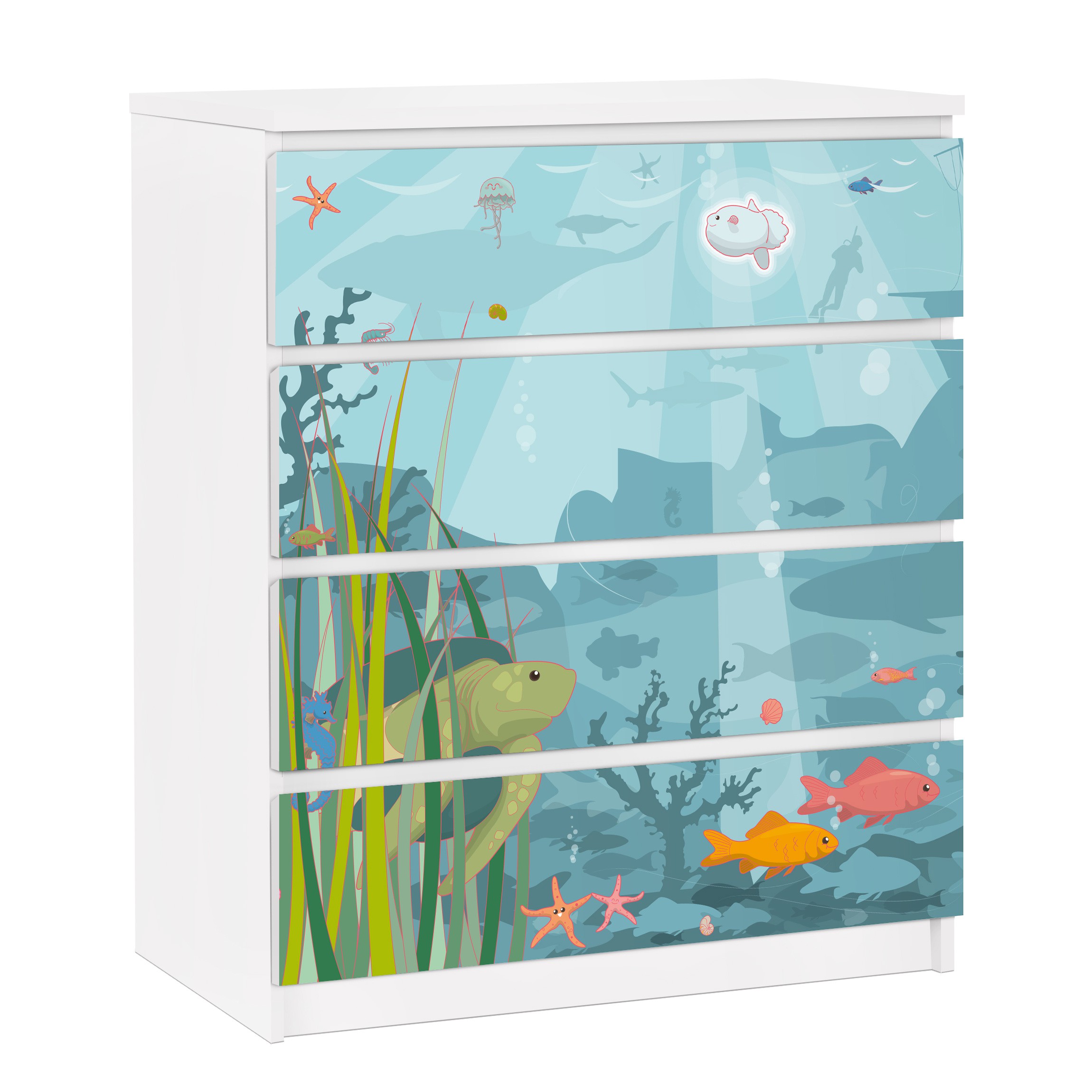 Möbelfolie für IKEA Malm Kommode 4 Schubladen No.EK57 Meereslandschaft