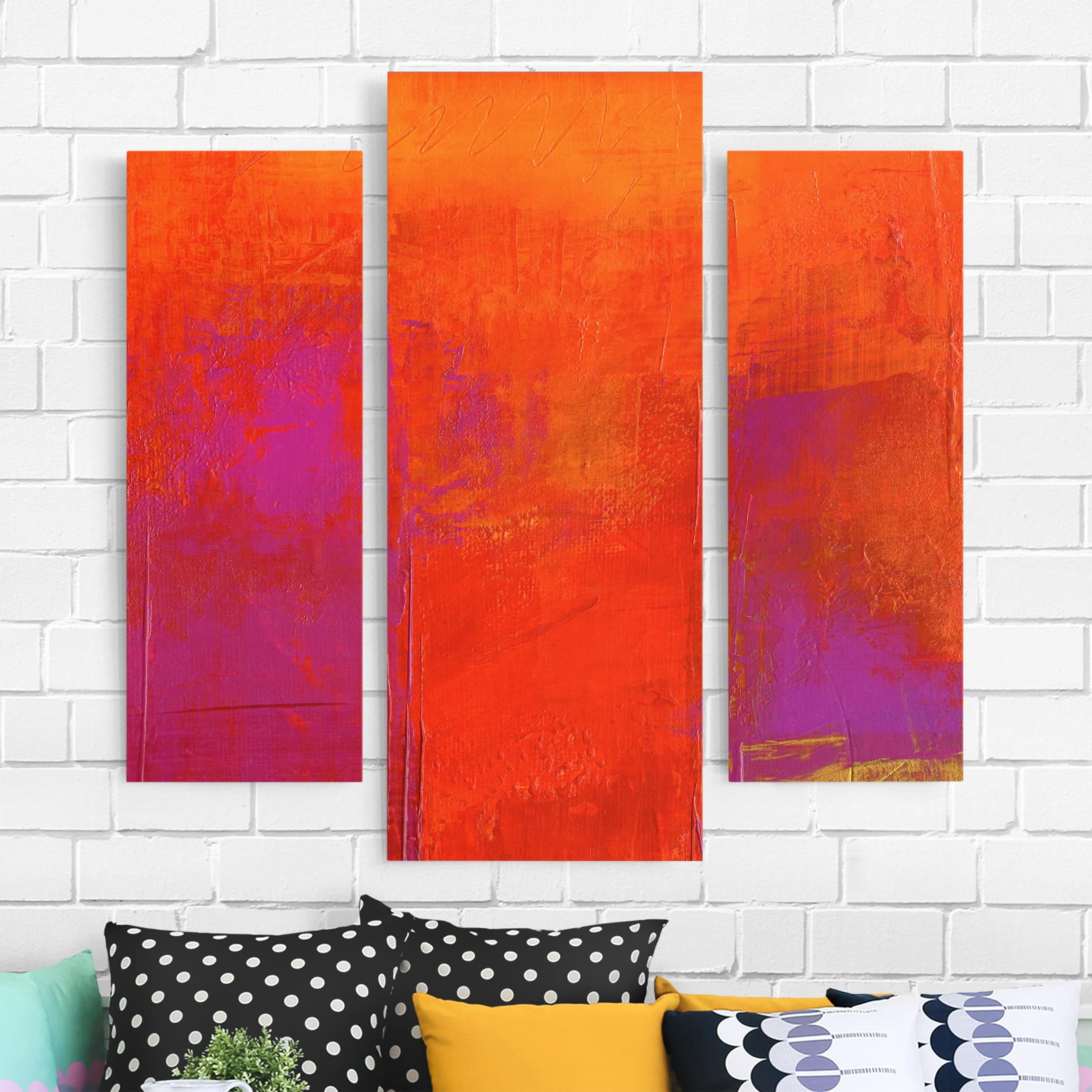 3-teiliges Leinwandbild Kunstdruck Magenta Energy