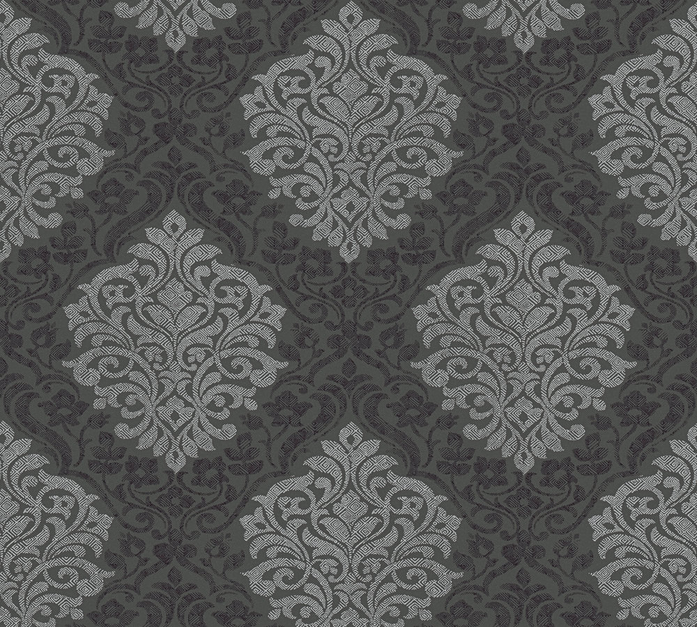 Metallic Mustertapete Architects Paper Alpha in Metallic Schwarz - 324804