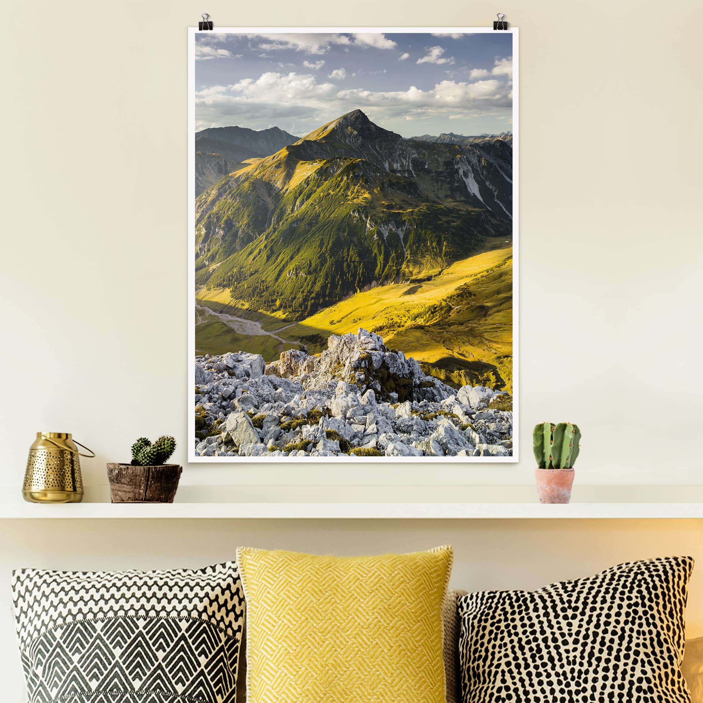 Poster - Hochformat Berge und Tal der Lechtaler Alpen in Tirol
