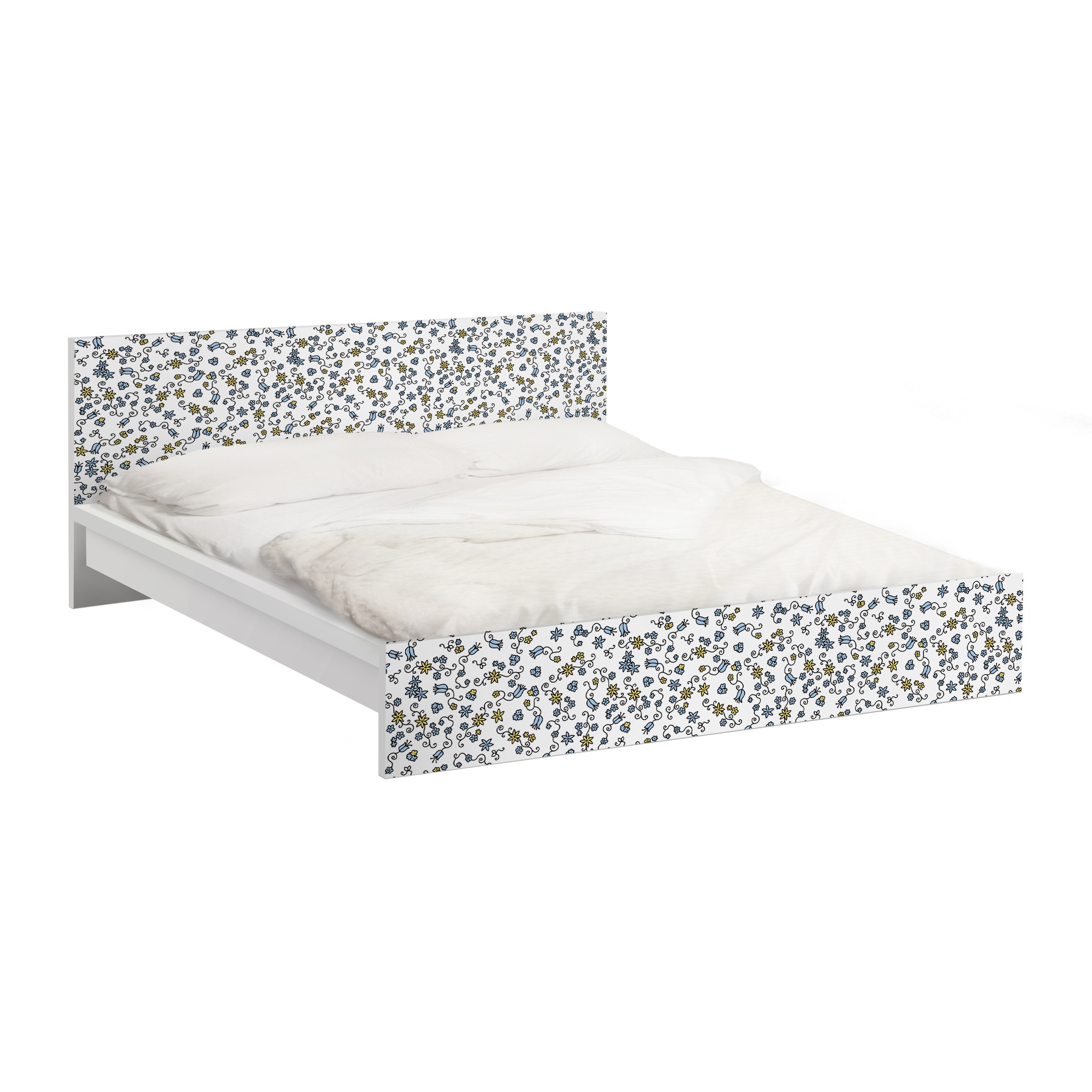 Möbelfolie für IKEA Malm Bett 140 cm Breite Mille Fleurs Blumenmuster