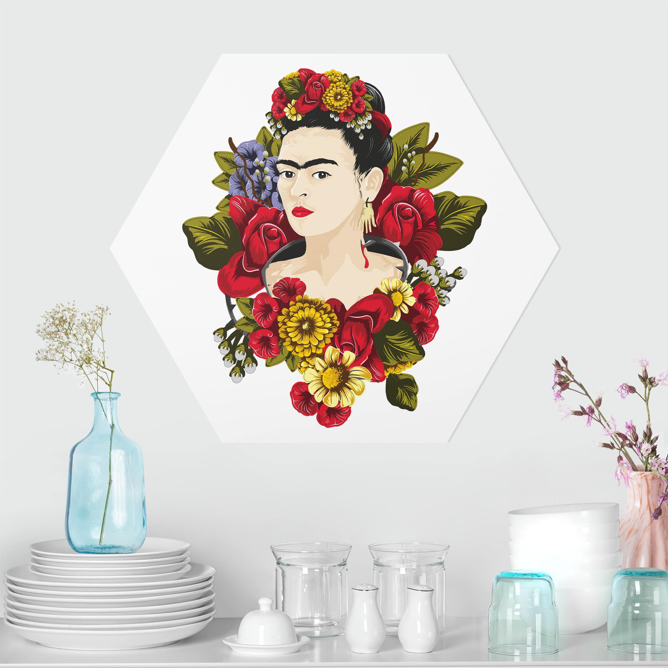 Hexagon-Forexbild Frida Kahlo - Rosen