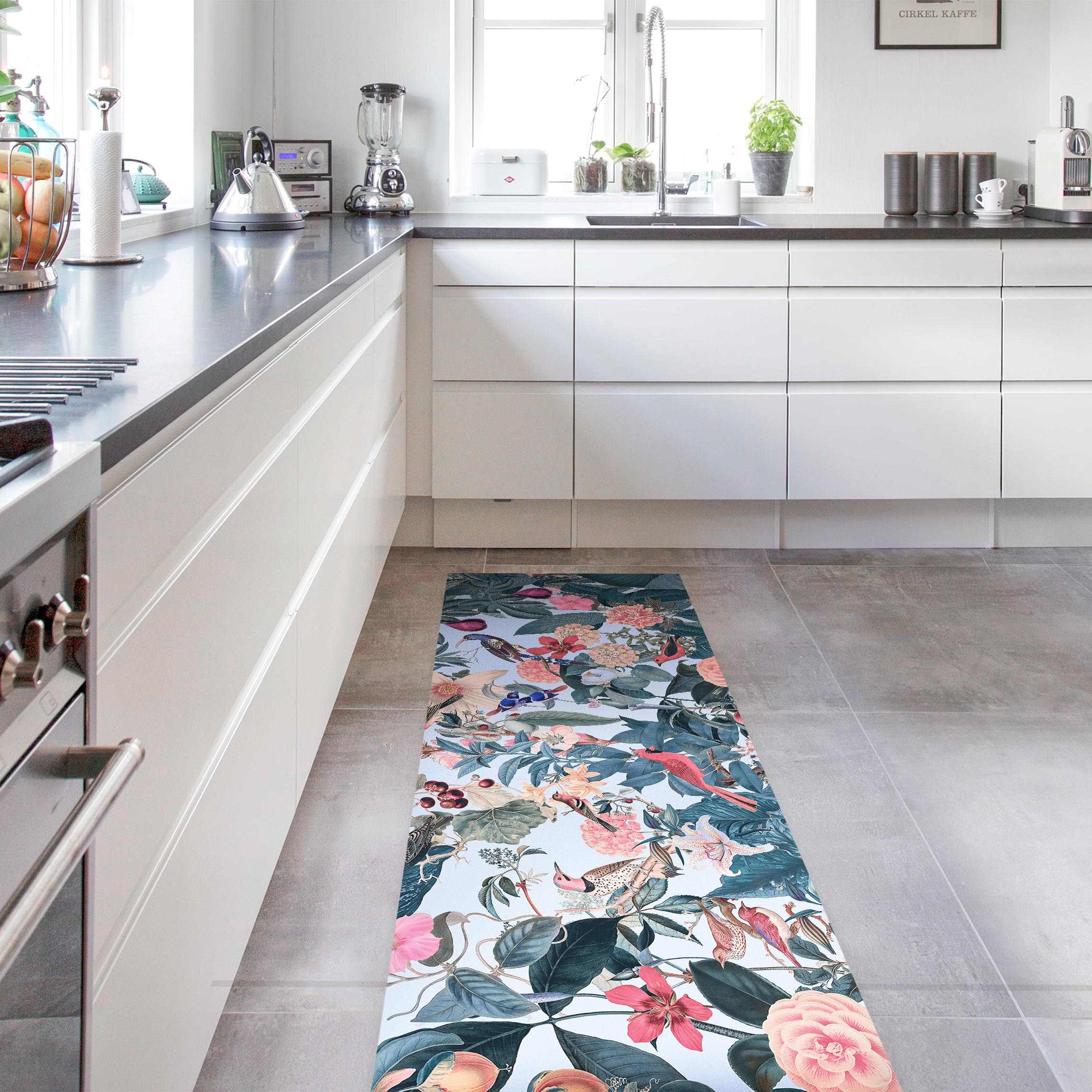 Vinylteppich Vintage Collage - Vogelgarten