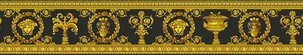 Metallic Mustertapete Versace wallpaper Versace 3 Vanitas in Gelb Metallic Schwarz - 343051