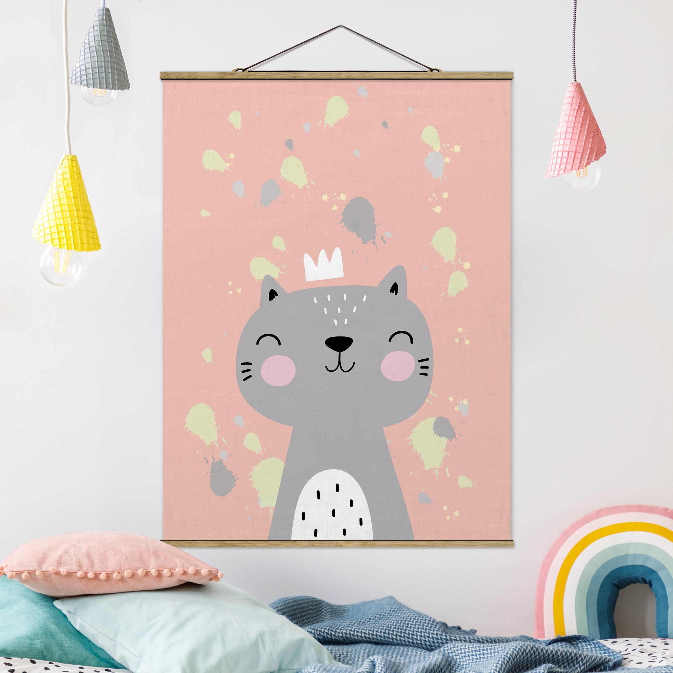 Stoffbild - Hochformat Freche Katze