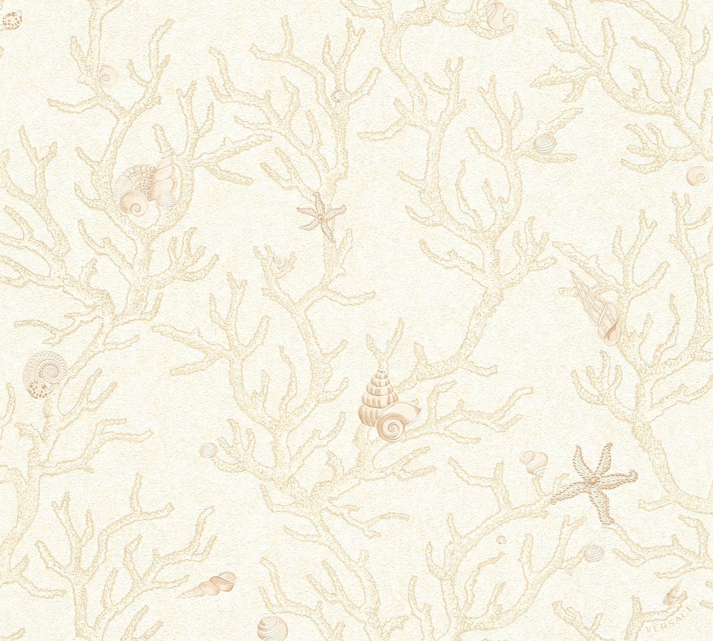 Metallic-Tapete Versace wallpaper Versace 3 Les Etoiles de la Mer in Beige Creme Metallic - 344961