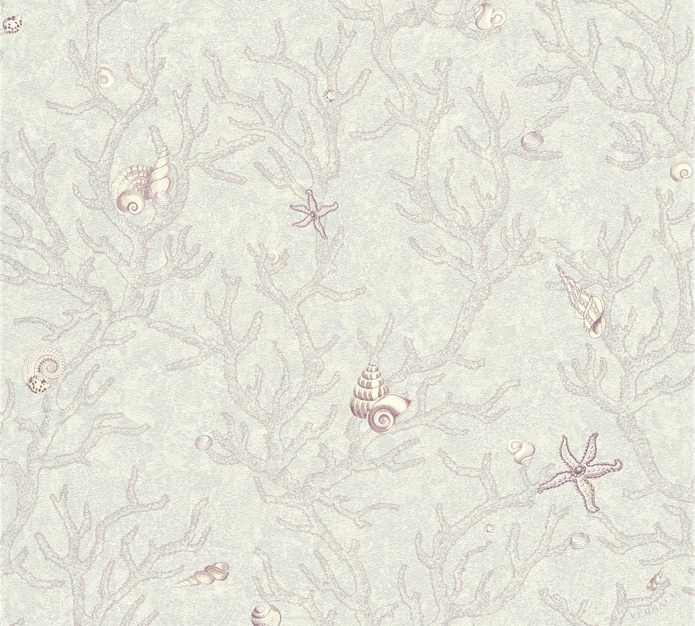 Metallic-Tapete Versace wallpaper Versace 3 Les Etoiles de la Mer in Grau Metallic Lila - 344964