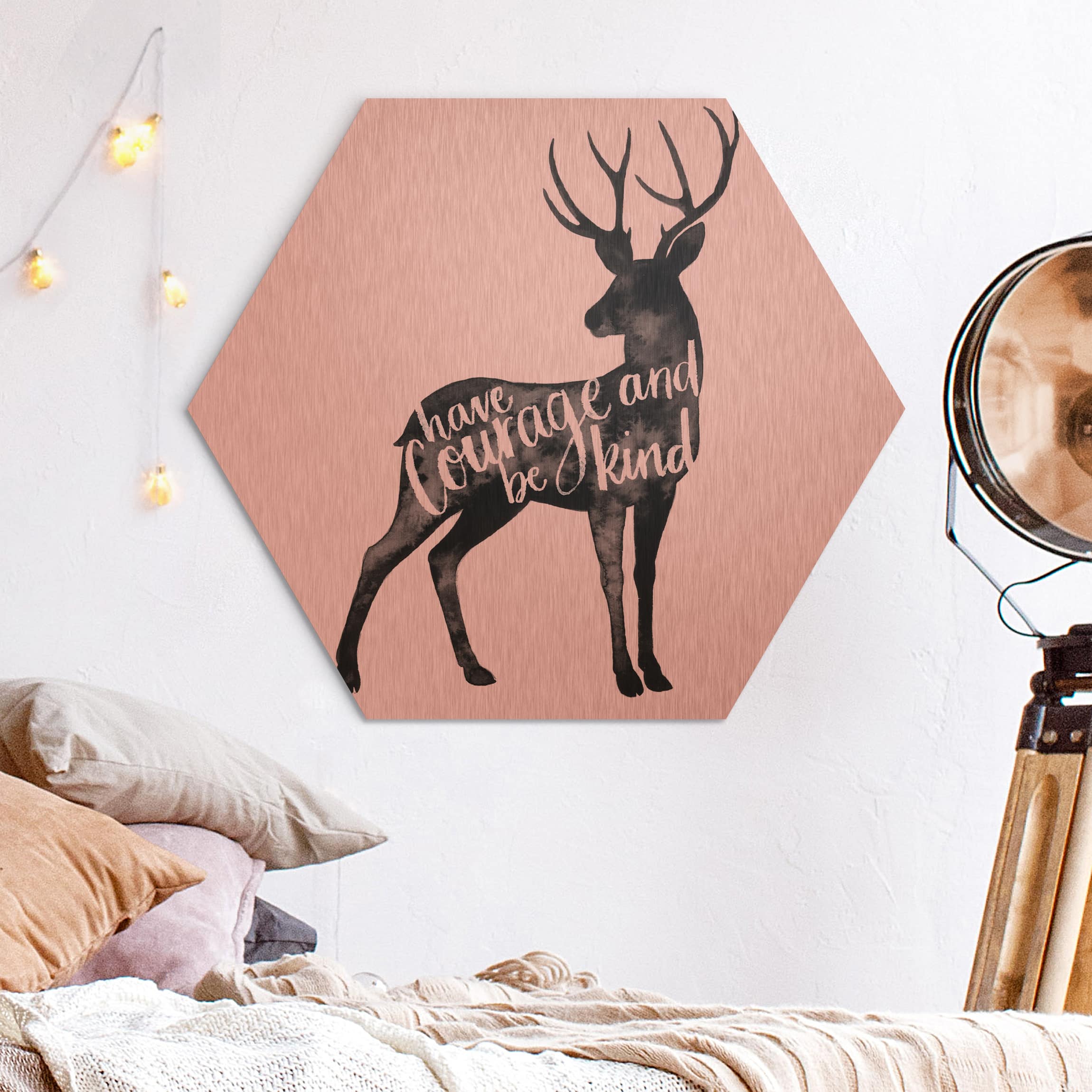 Hexagon-Alu-Dibond Bild Tiere mit Weisheit - Hirsch