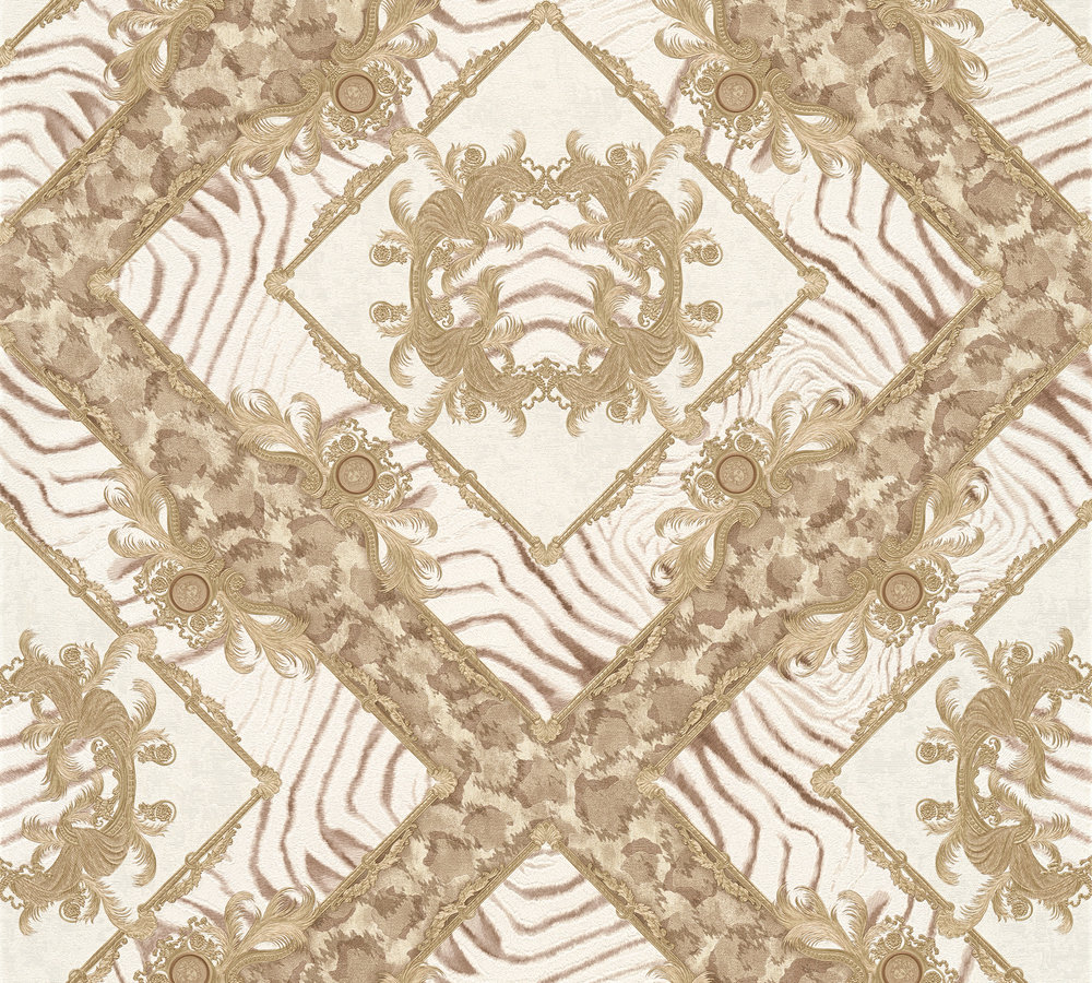 Metallic Mustertapete Versace wallpaper Versace 3 Vasmara in Beige Braun Metallic - 349041