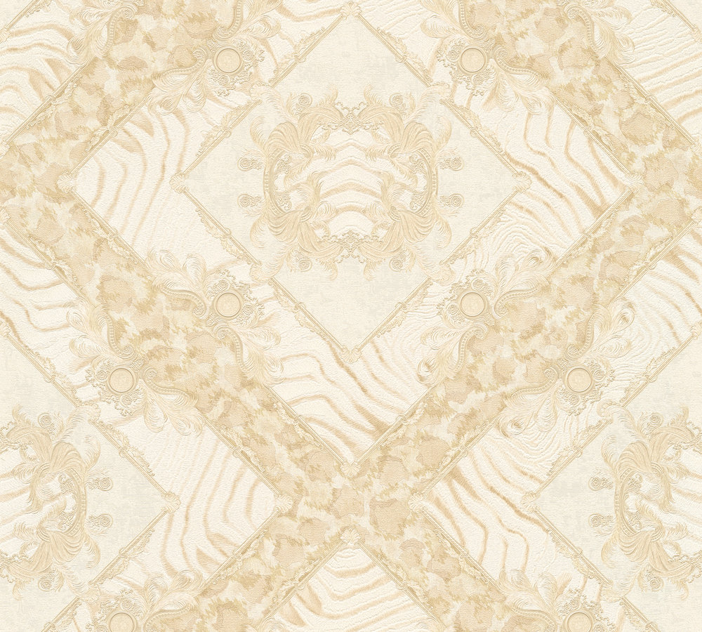 Metallic-Tapete Versace wallpaper Versace 3 Vasmara in Beige Creme Metallic - 349044