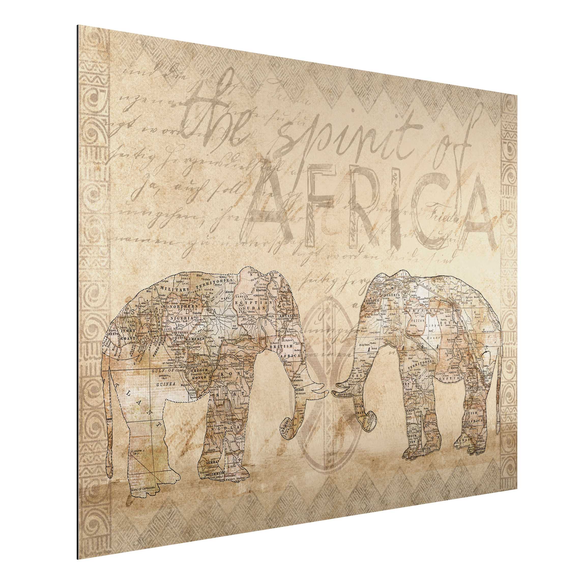 Alu-Dibond Outdoor Bild Vintage Collage - Spirit of Africa