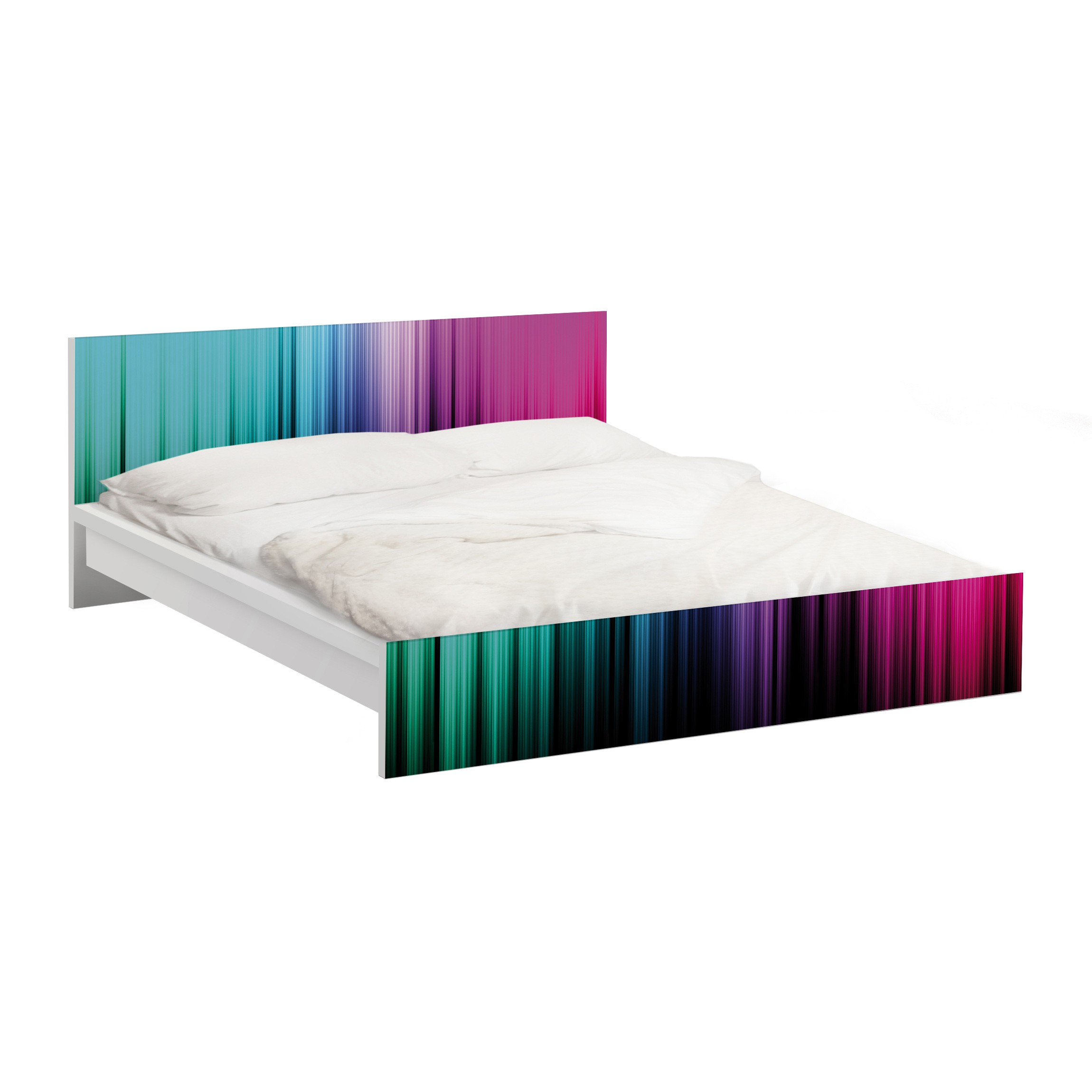 Möbelfolie für IKEA Malm Bett 140 cm Breite Rainbow Display