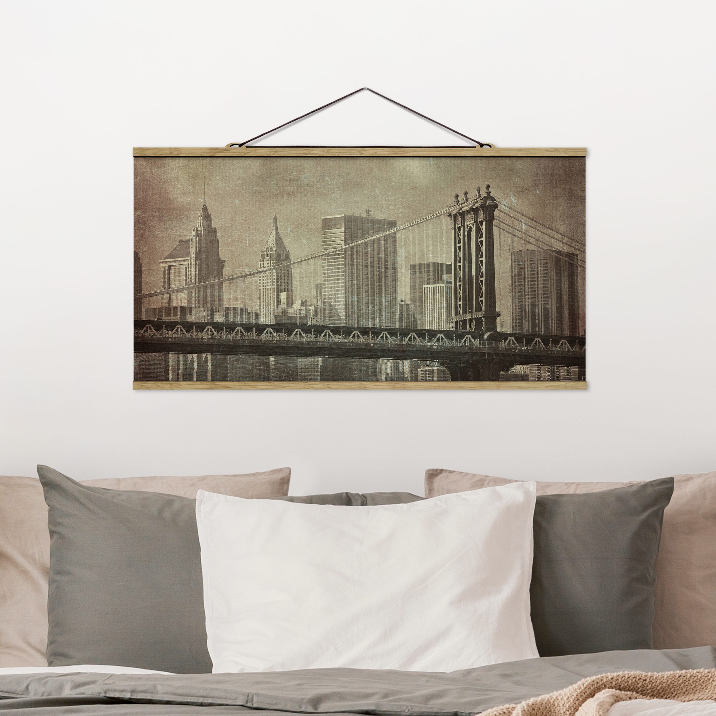 Stoffbild mit Posterleisten Vintage New York City